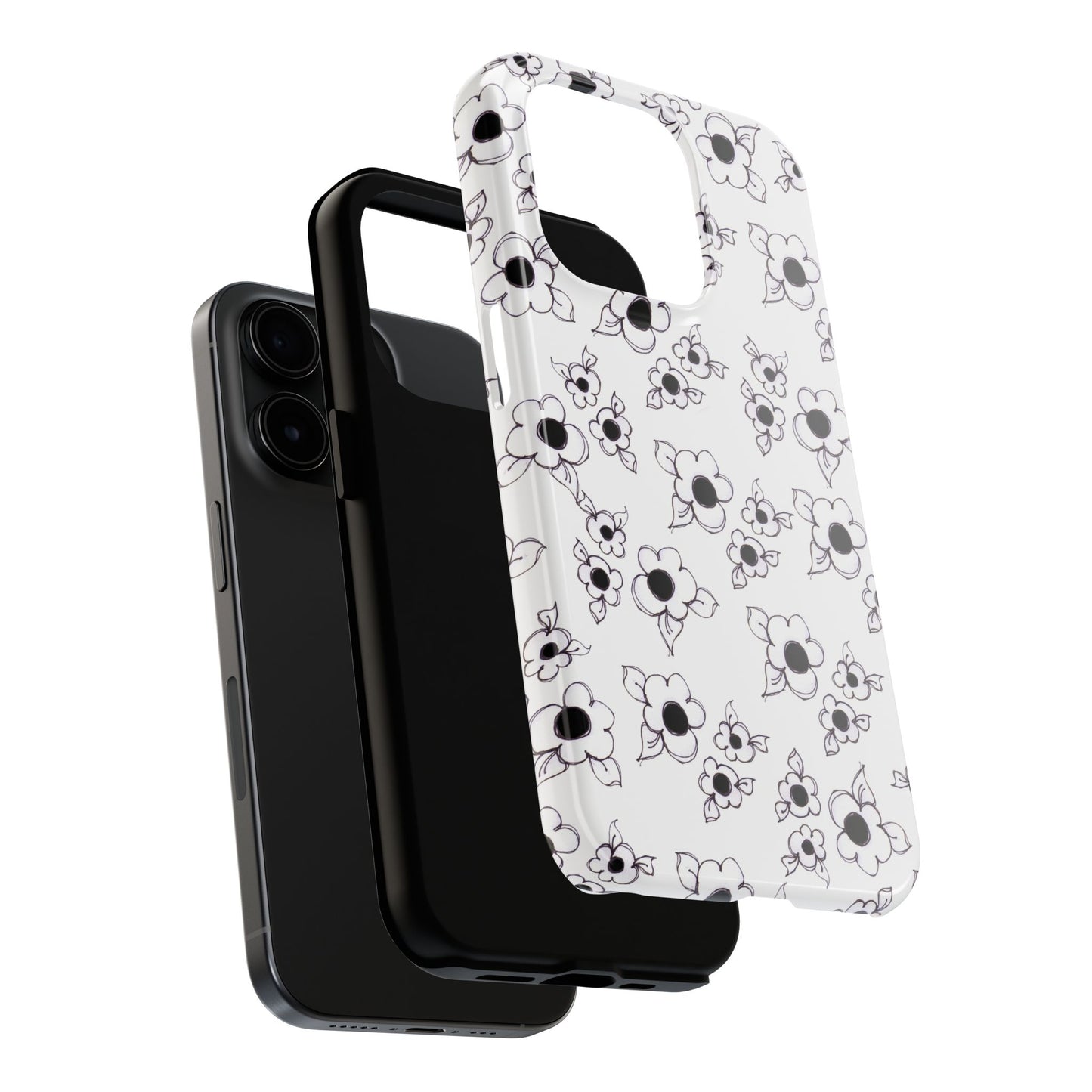 Daisy Cluster White / Black Phone Case