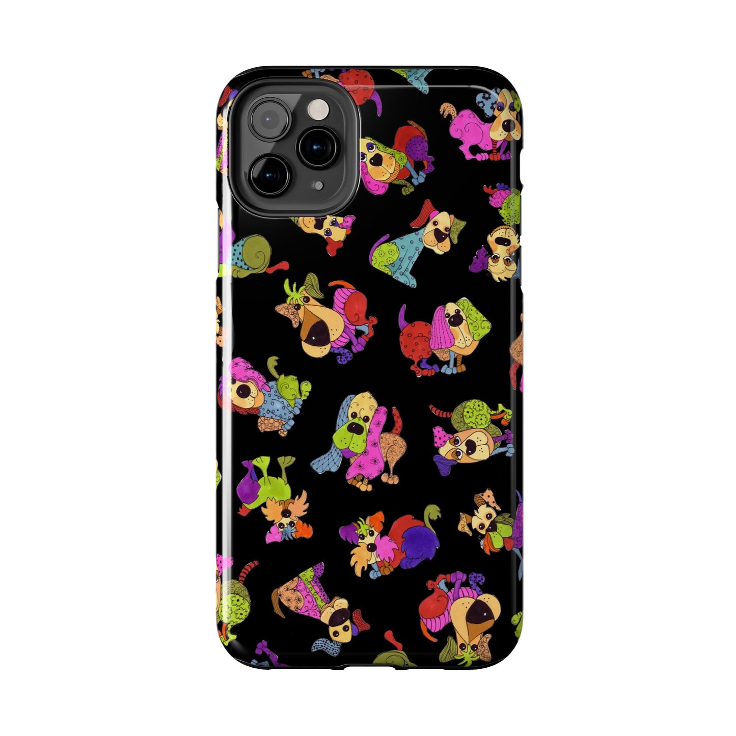 Tossed Happy Dogs Black Phone Case