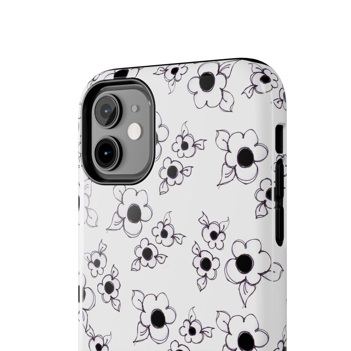 Daisy Cluster White / Black Phone Case