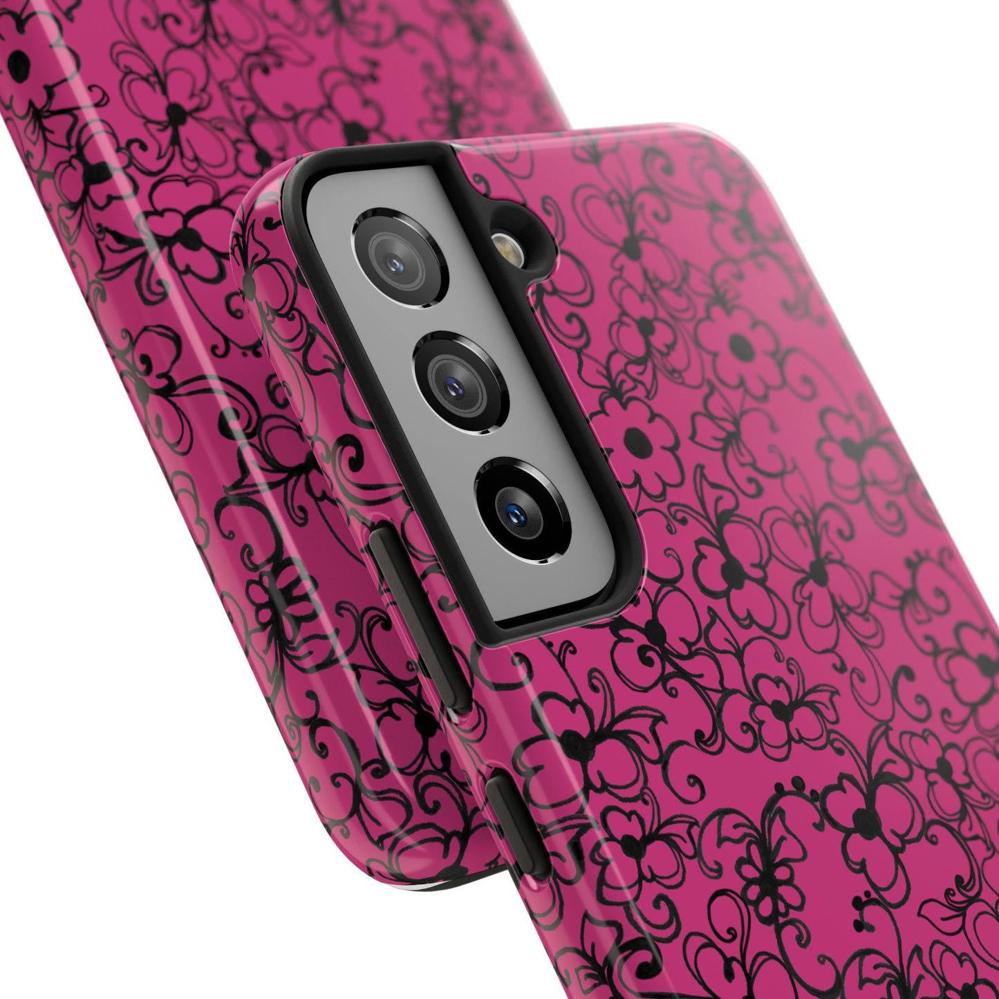 Daisy Jungle Pink / Black Phone Case