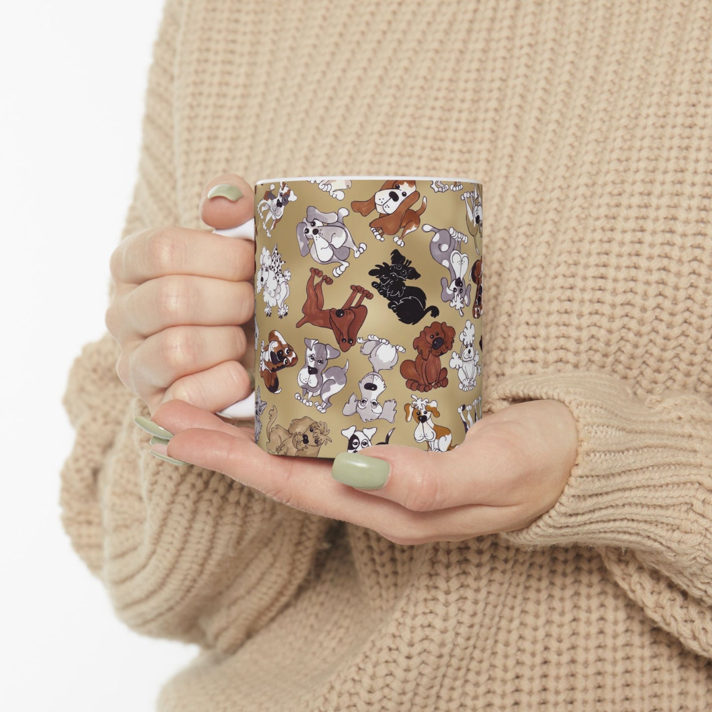 Tossed Doggies Tan Cup