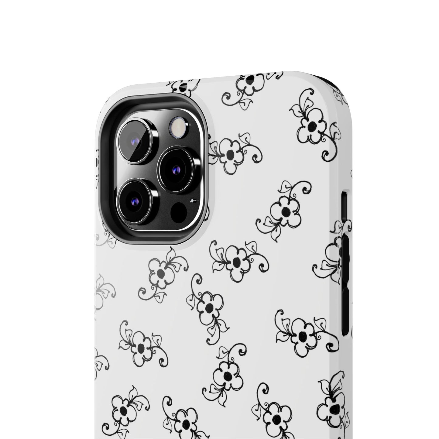 Daisy Scroll White / Black Phone Case