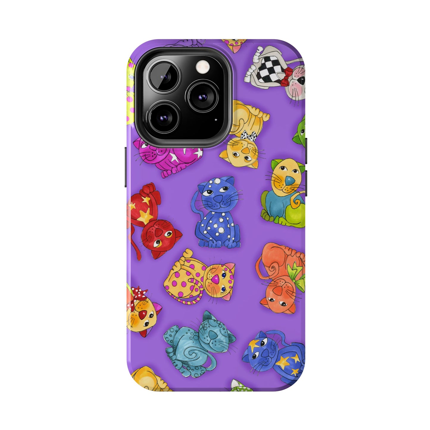 Tossed Happy Cats Purple Phone Case