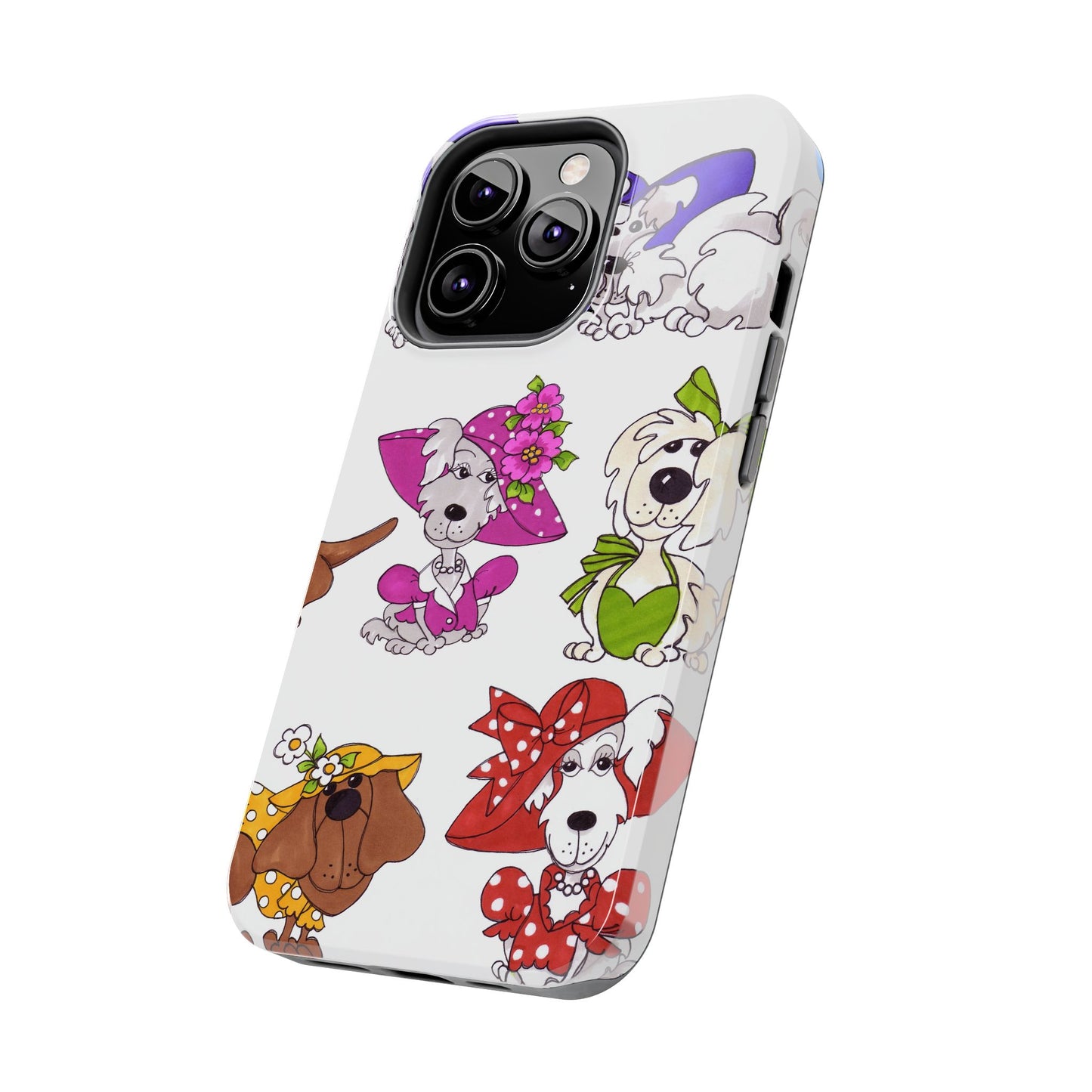 Fancy Dog Line Up White Phone Case
