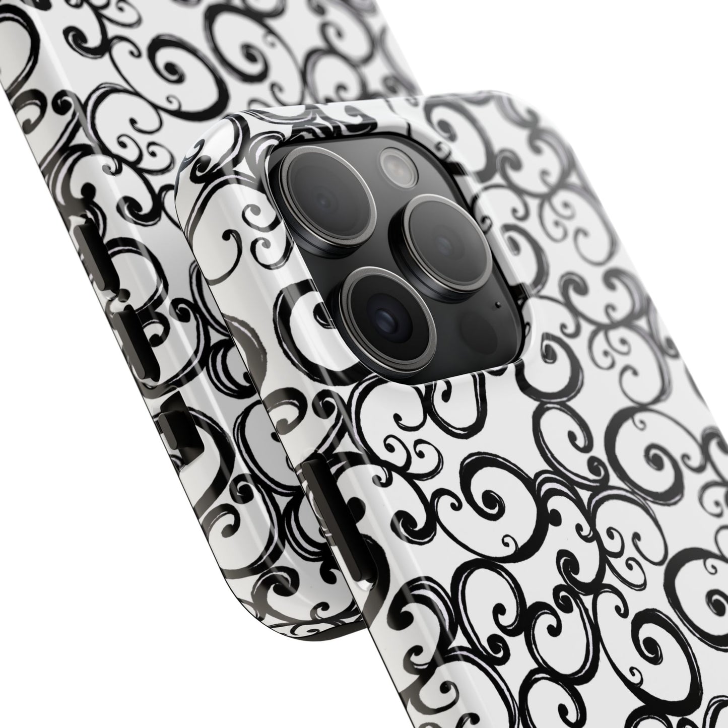 Curls White / Black Phone Case