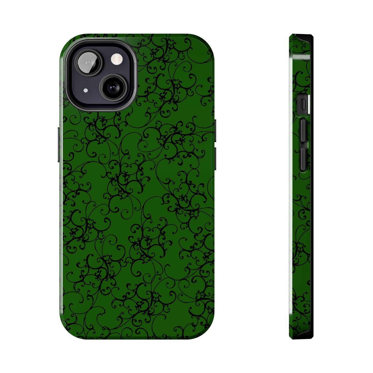 Elegant Scroll Dark Green / Black Phone Case