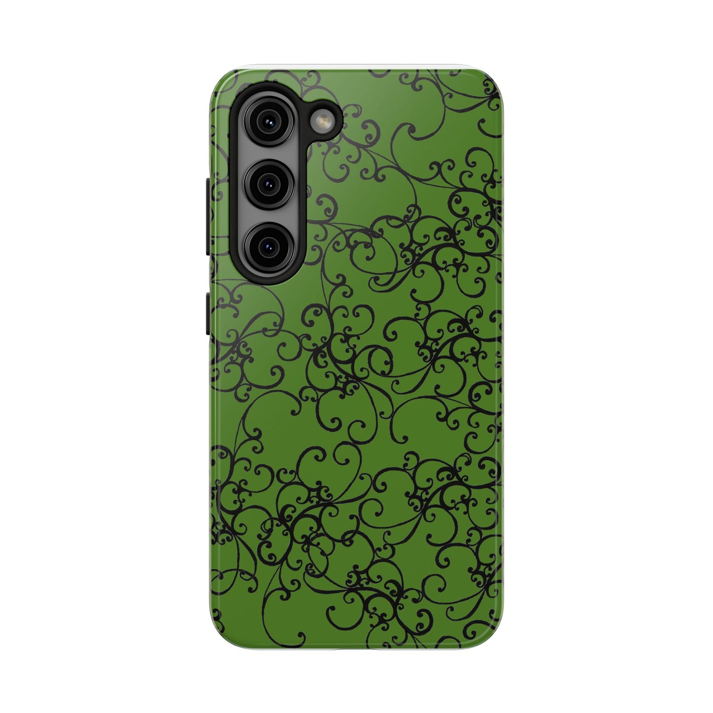 Elegant Scroll Green / Black Phone Case