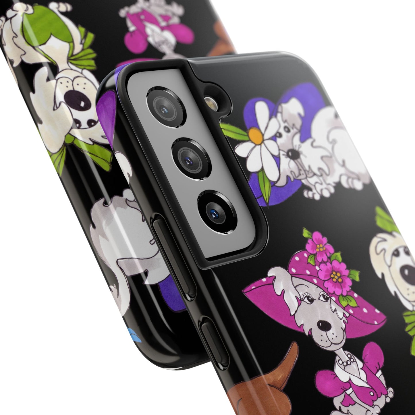 Fancy Dog Line Up Black Phone Case