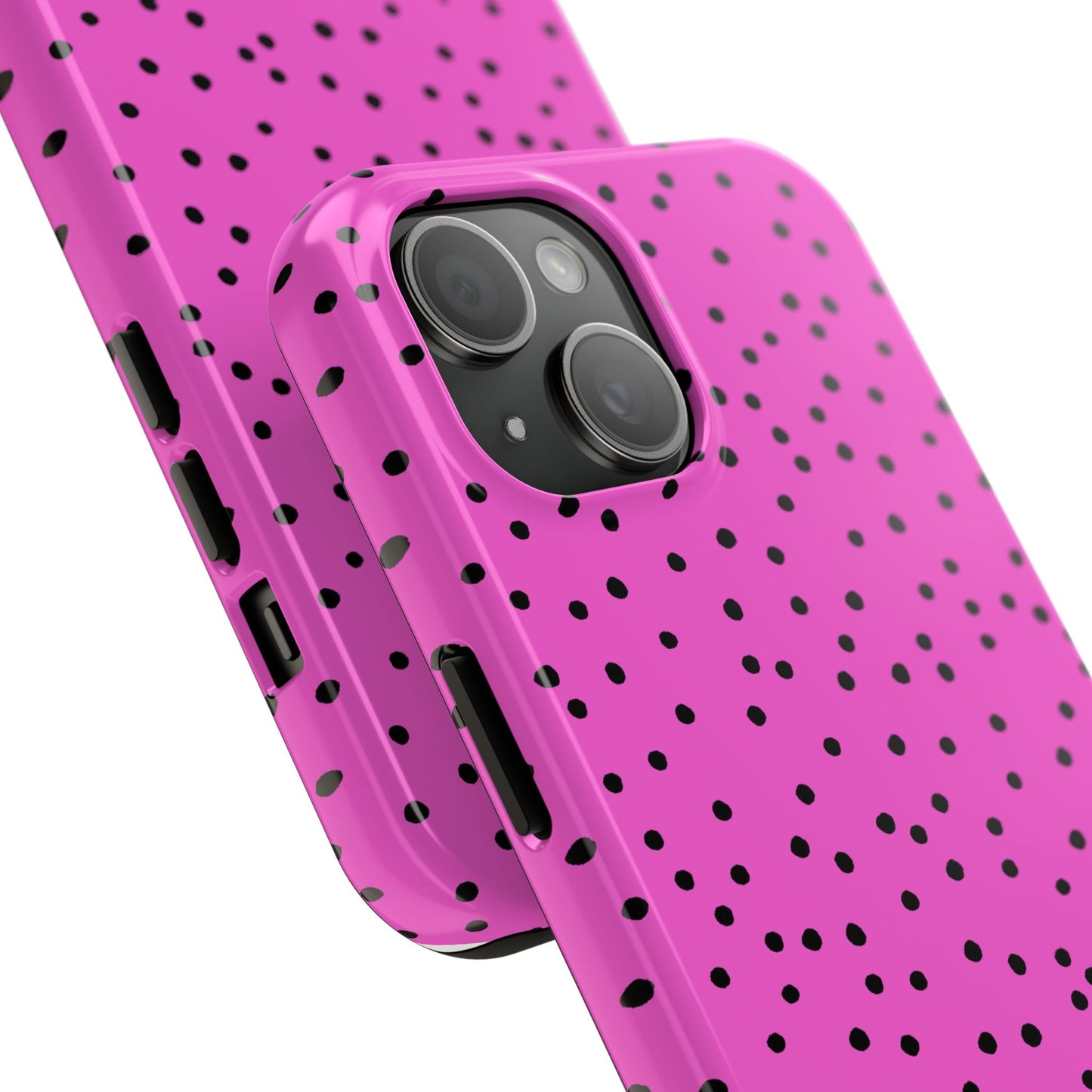 Dinky Dots Cerise / Black Phone Case