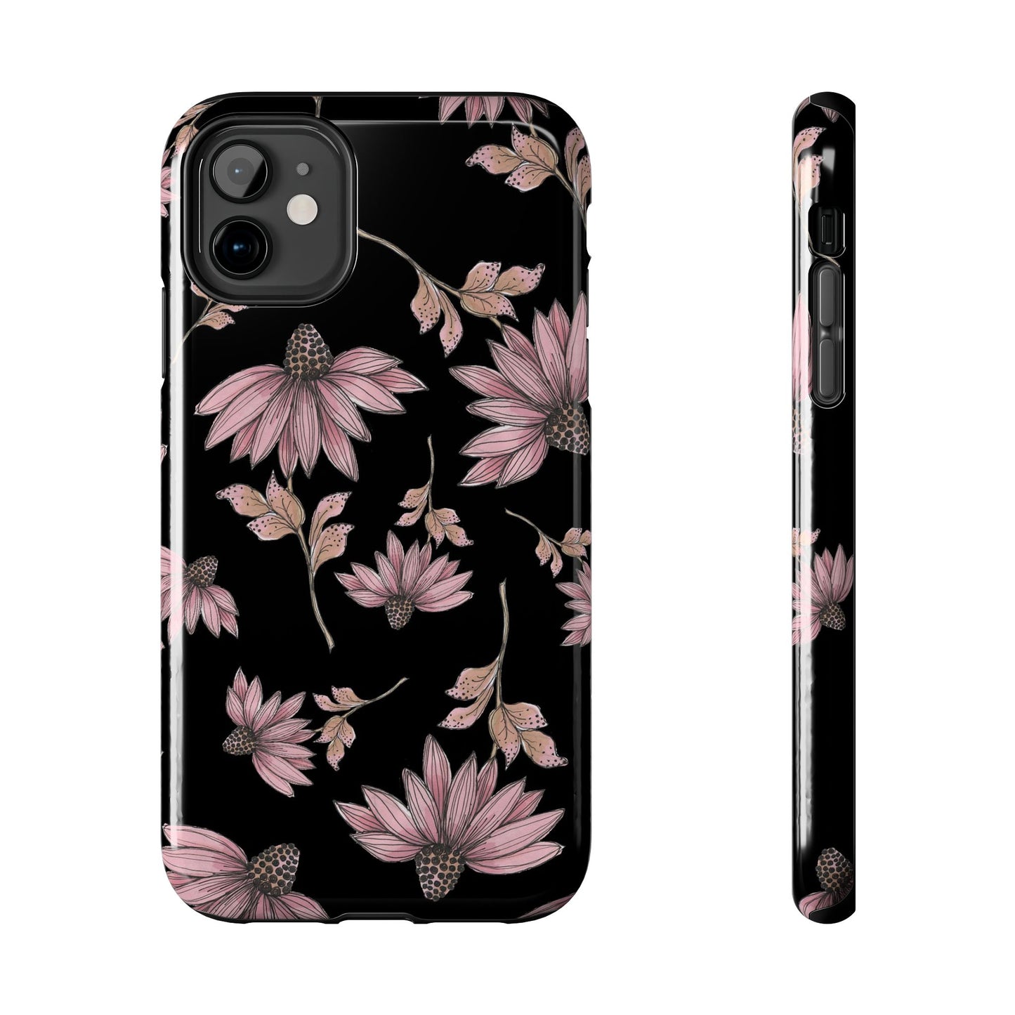 Wild Cone Flowers Black Phone Case