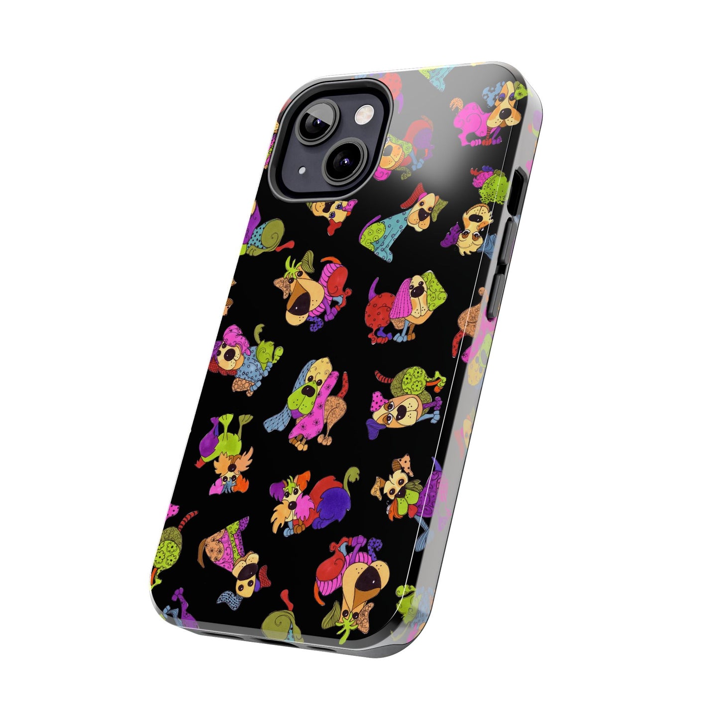Tossed Happy Dogs Black Phone Case