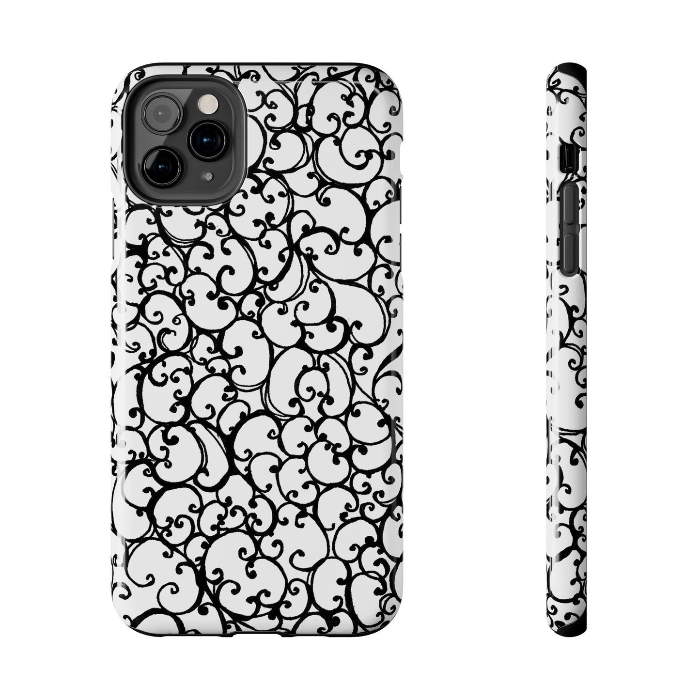 Scrollie White / Black Phone Case