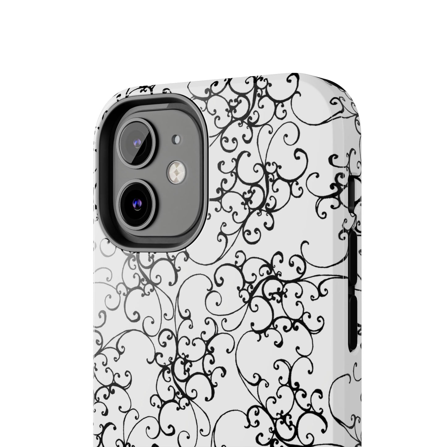Elegant Scroll White / Black Phone Case