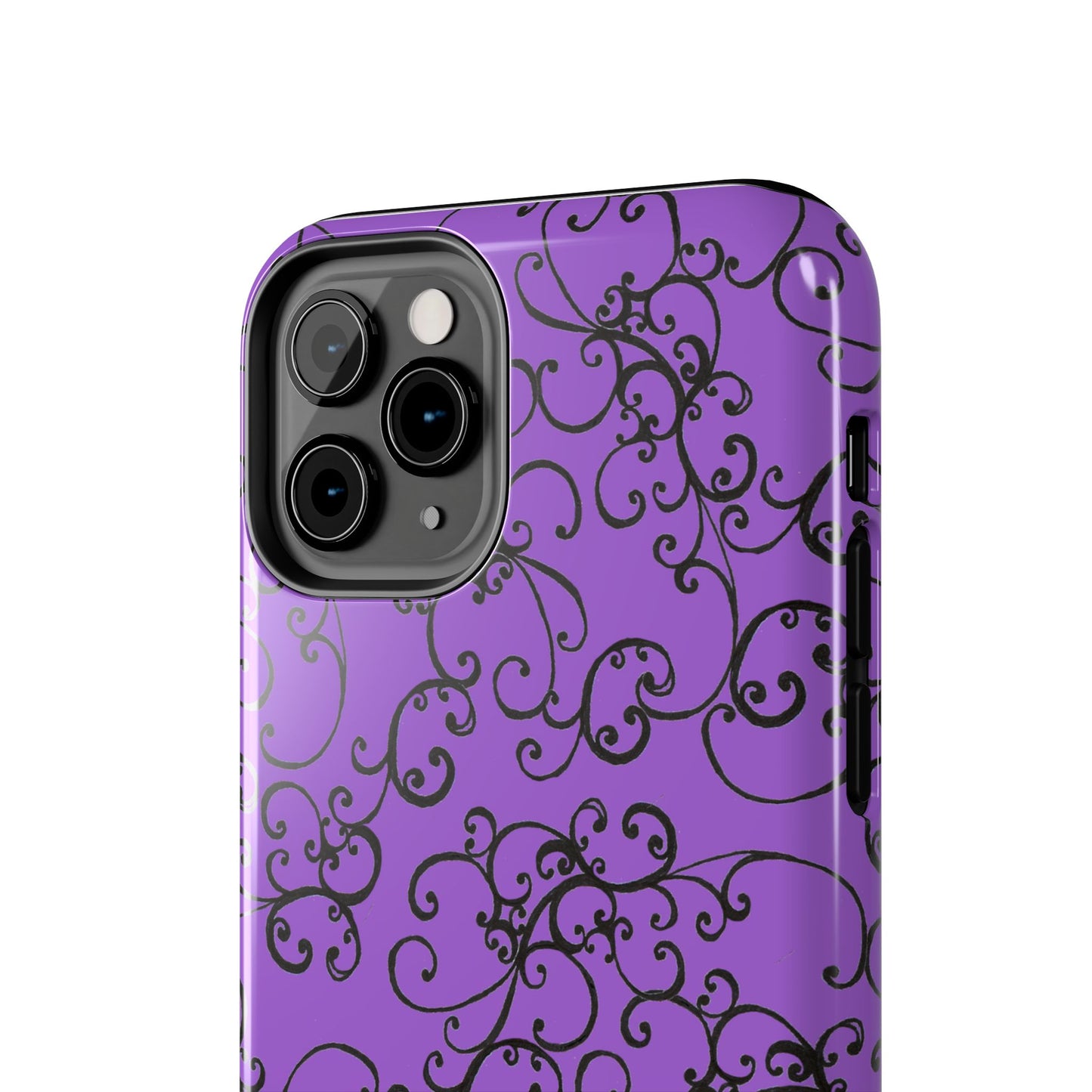 Elegant Scroll Purple / Black Phone Case