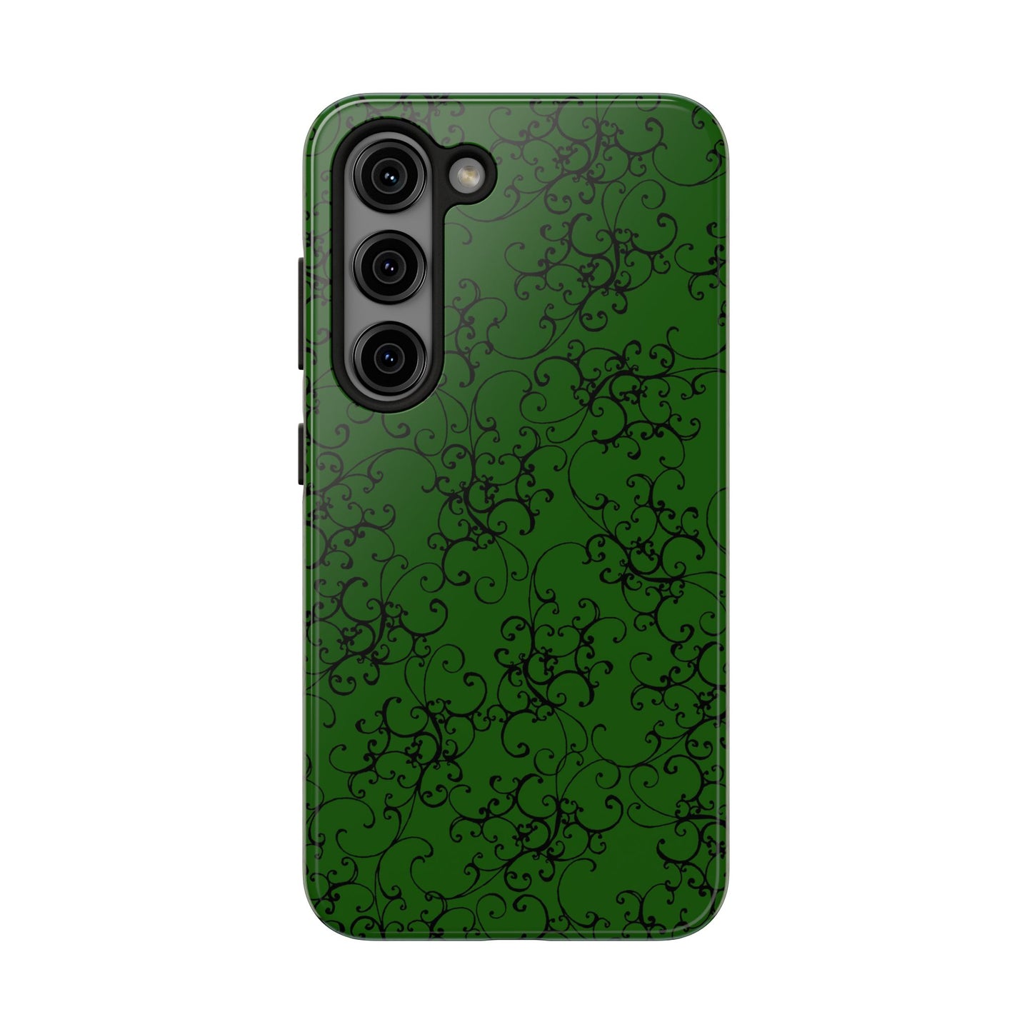 Elegant Scroll Dark Green / Black Phone Case