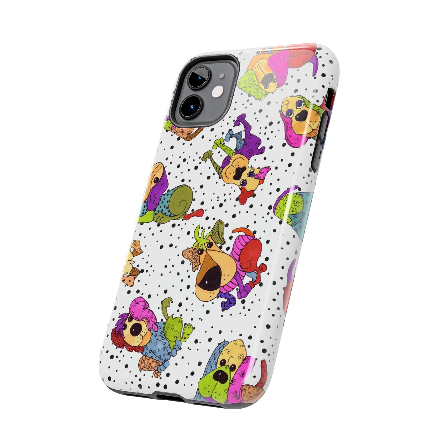 Tossed Happy Dogs White Phone Case