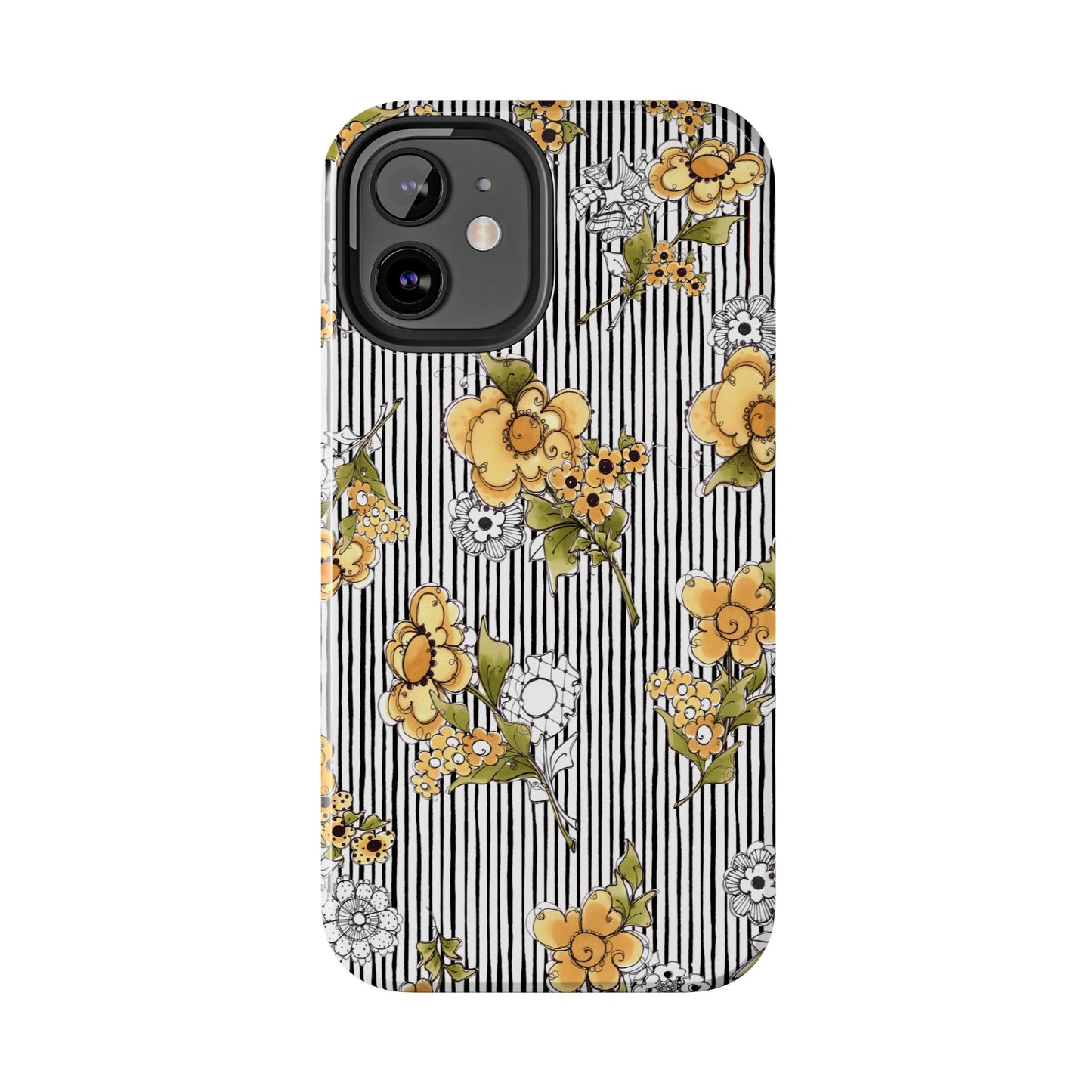 Bee Floral White / Black Phone Case