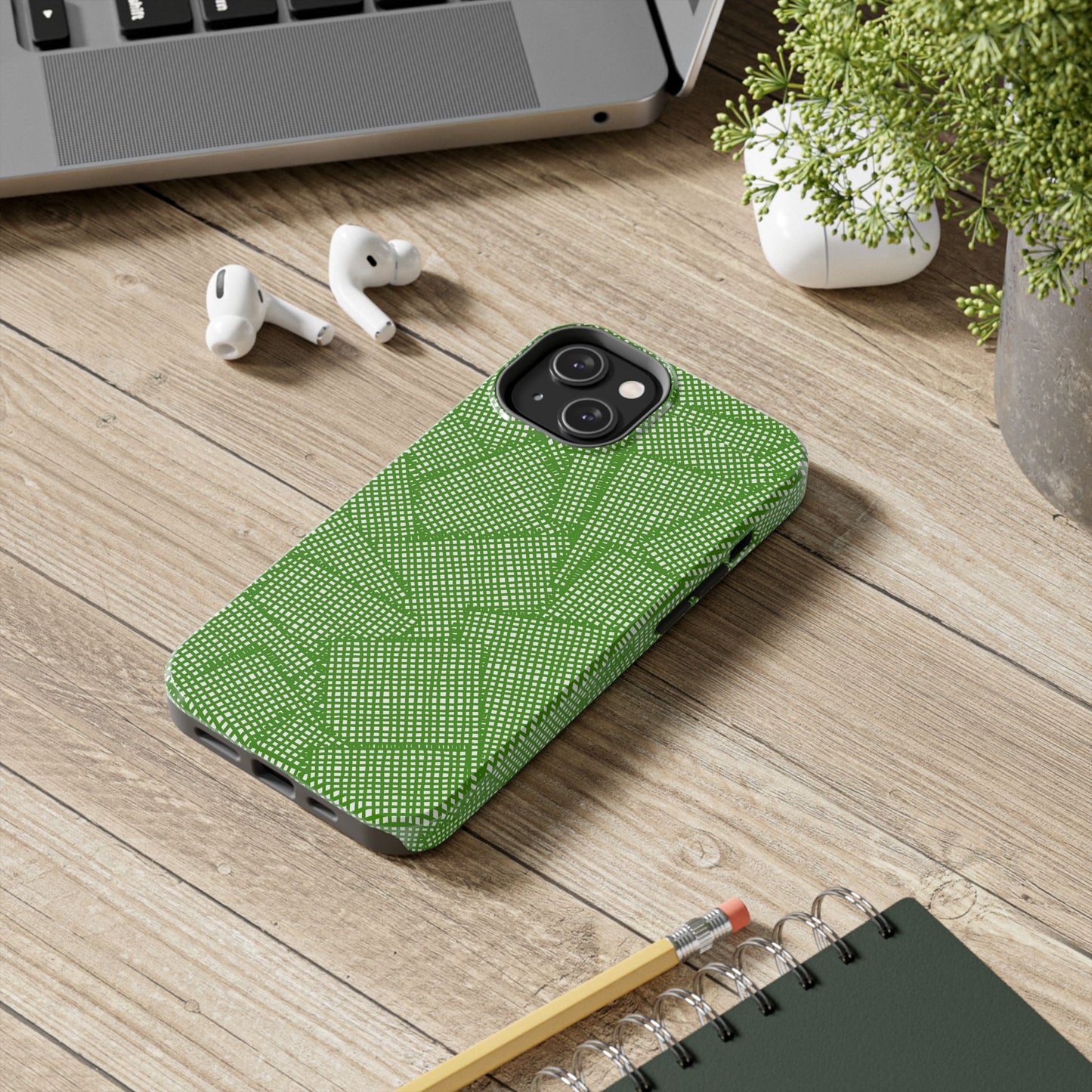 Check Patch Large Green Phone Case