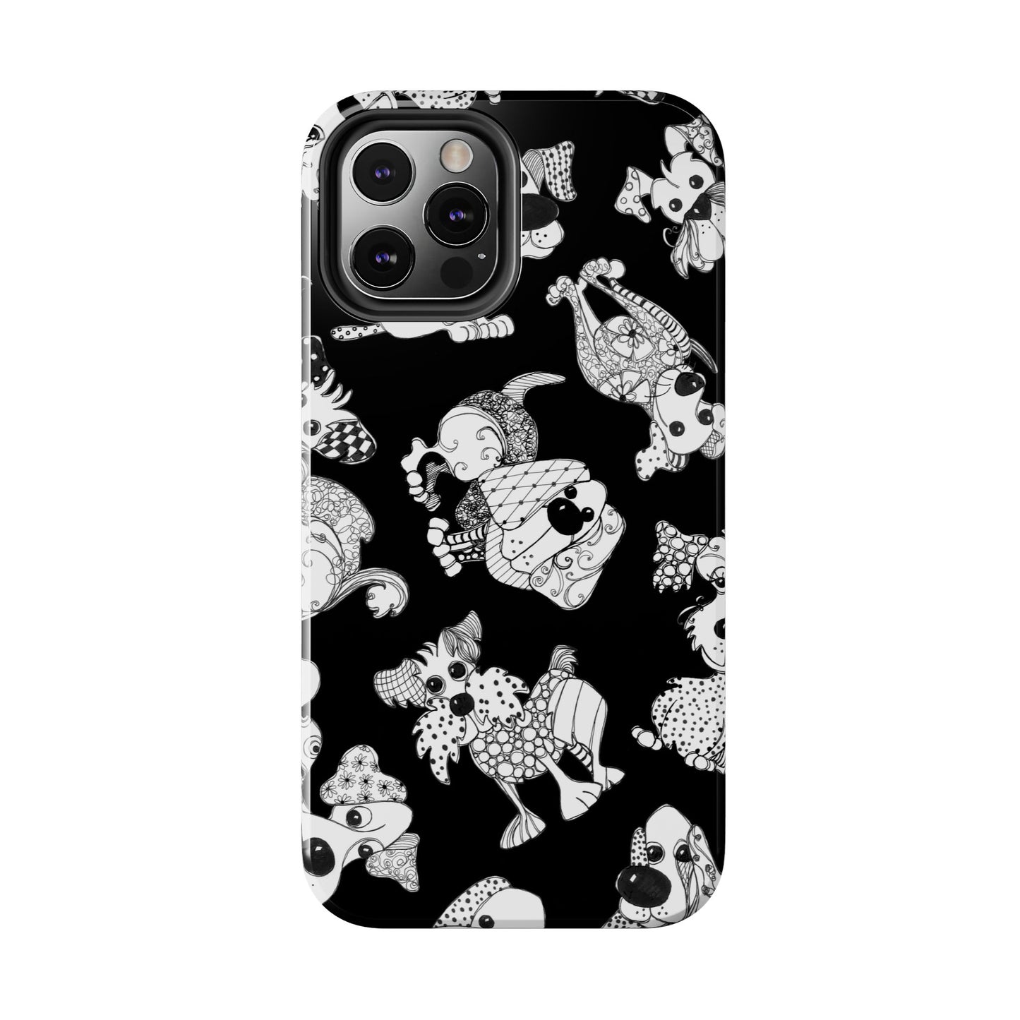 Doodle Dogs Black Phone Case