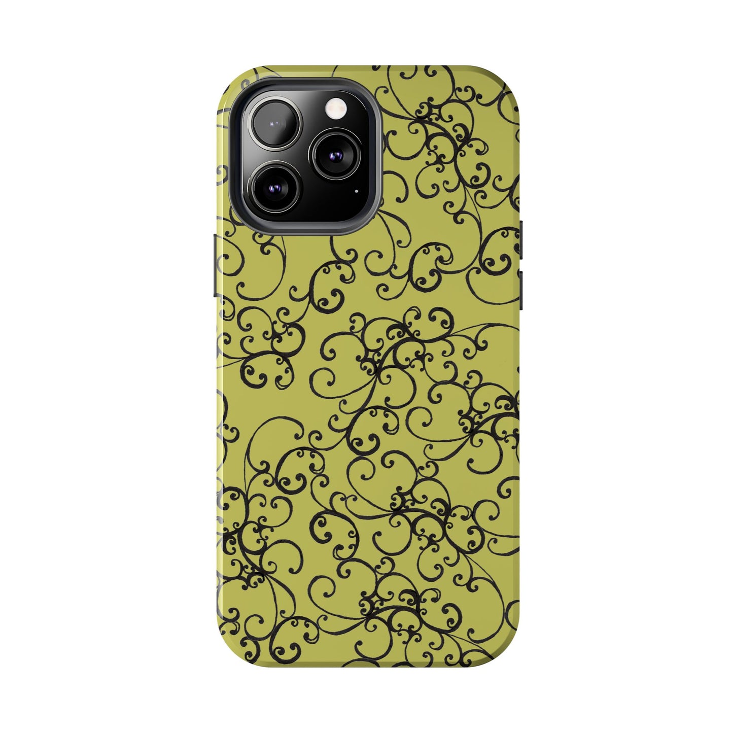 Elegant Scroll Green / Black Phone Case