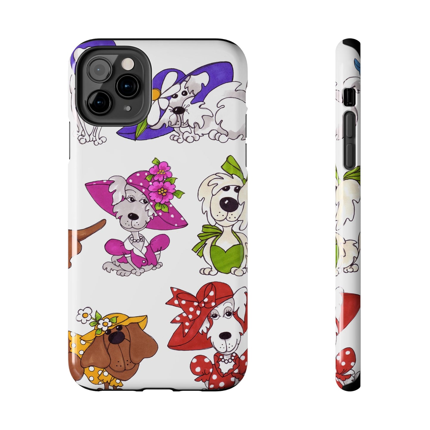 Fancy Dog Line Up White Phone Case