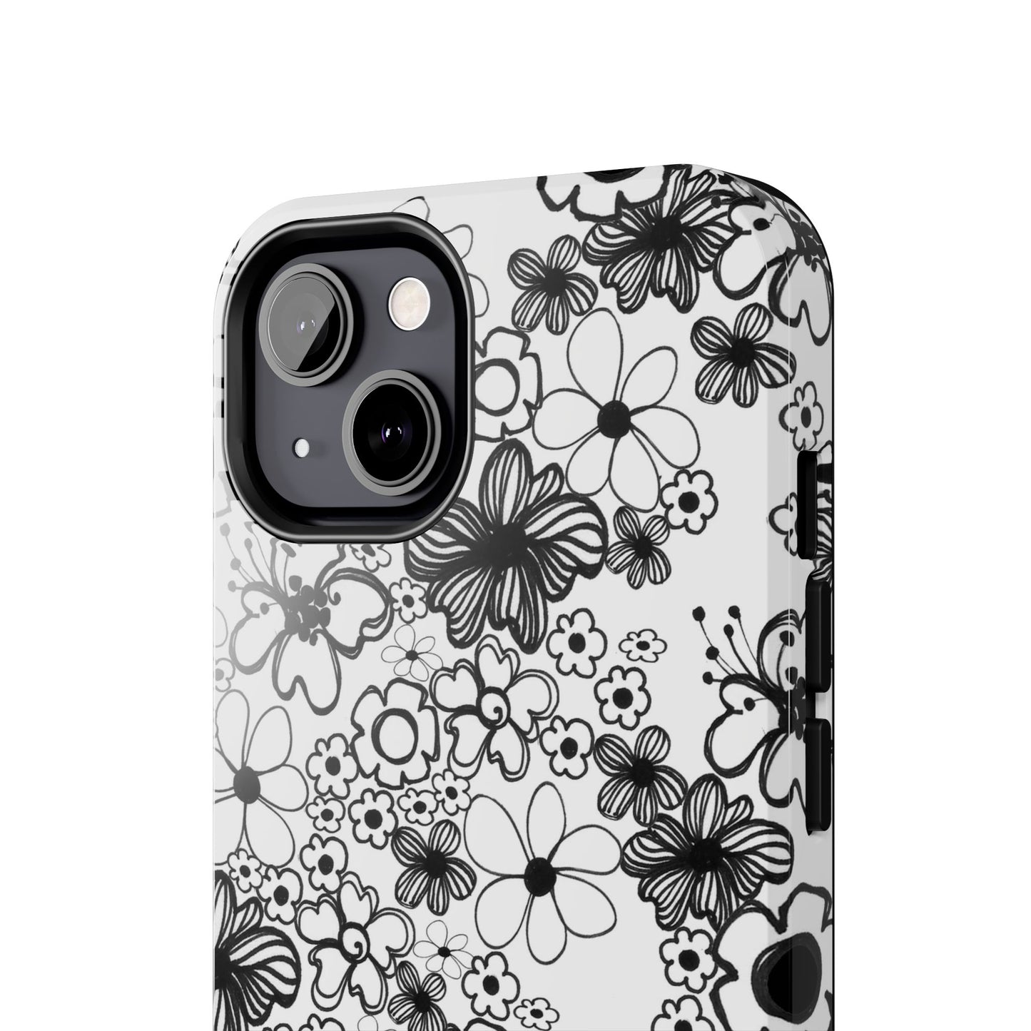 White and Black Flowers Phone Case