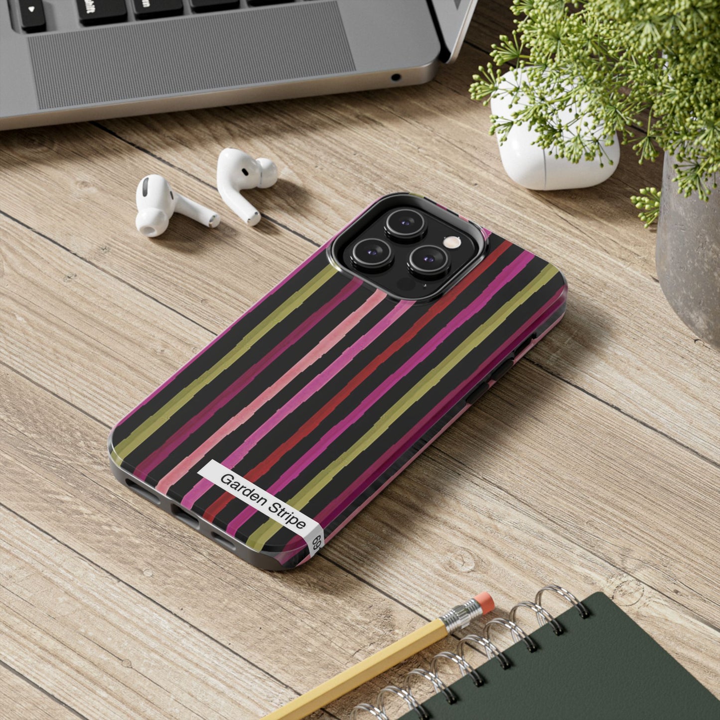 Garden Stripe Black Phone Case