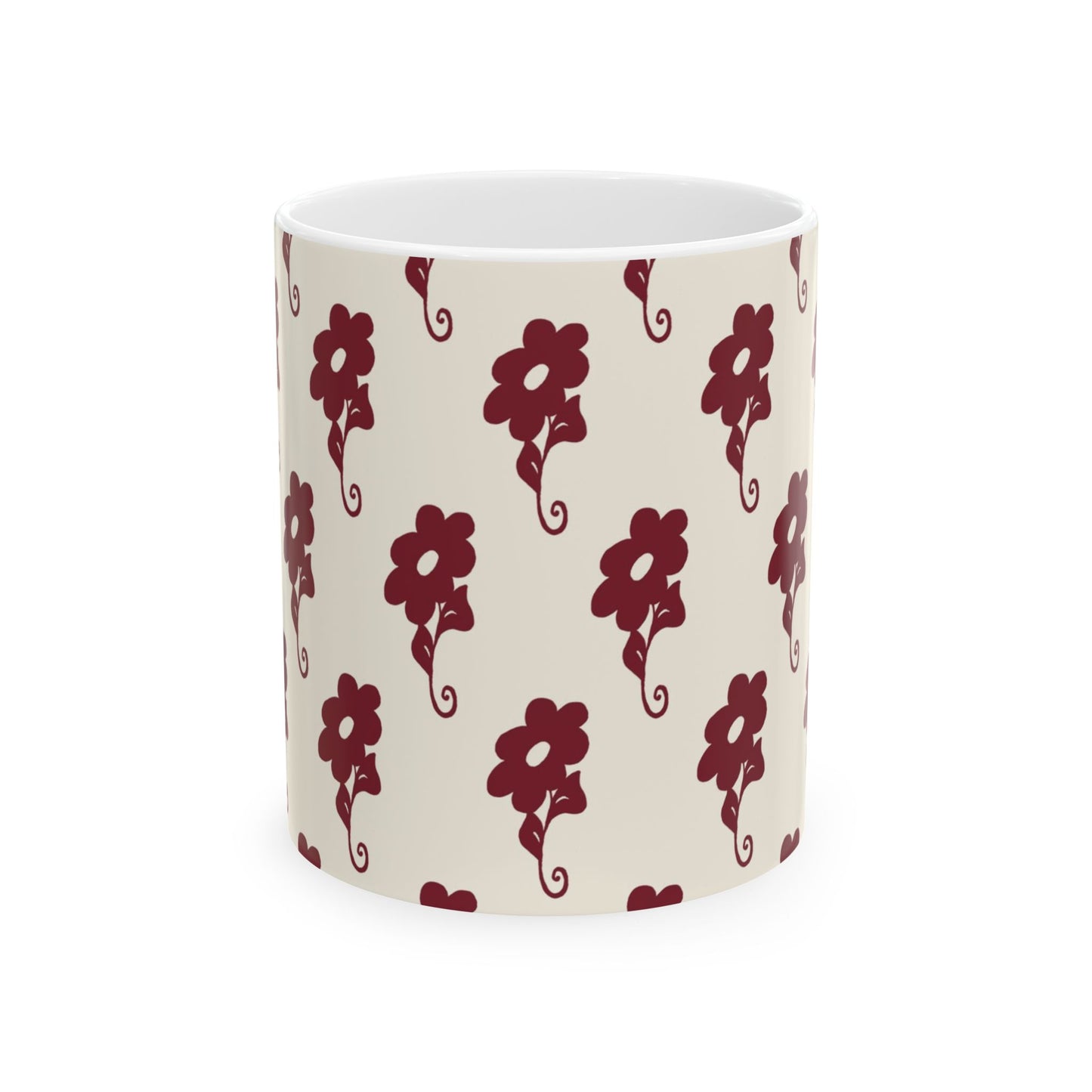Flowers Ivory / Red Cup