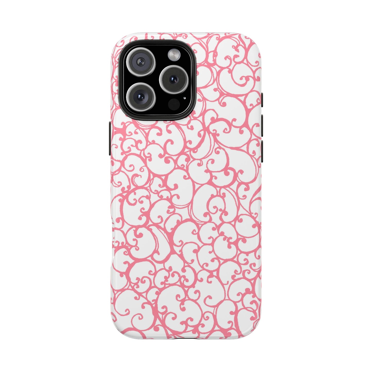 Scrollie White / Pink Phone Case