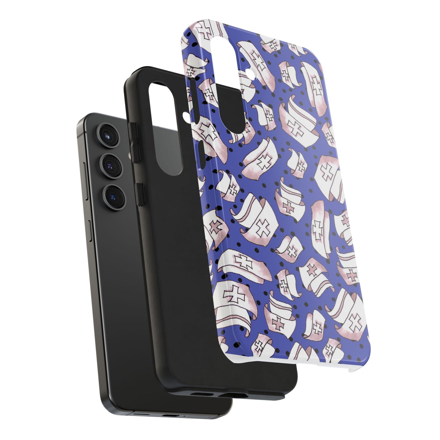 Med Hats Blue / Black Phone Case