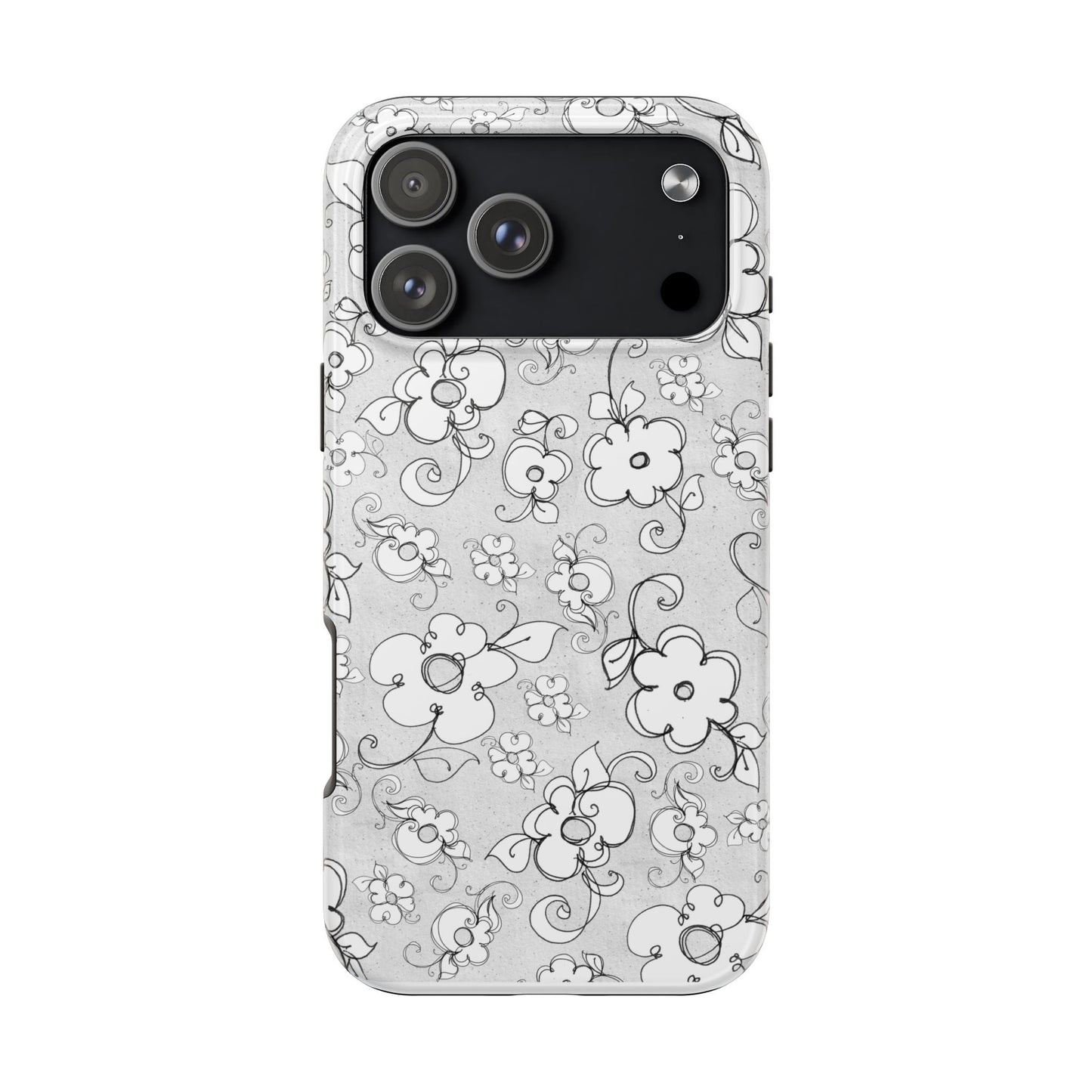 Lady Flowers Silver Phone Case