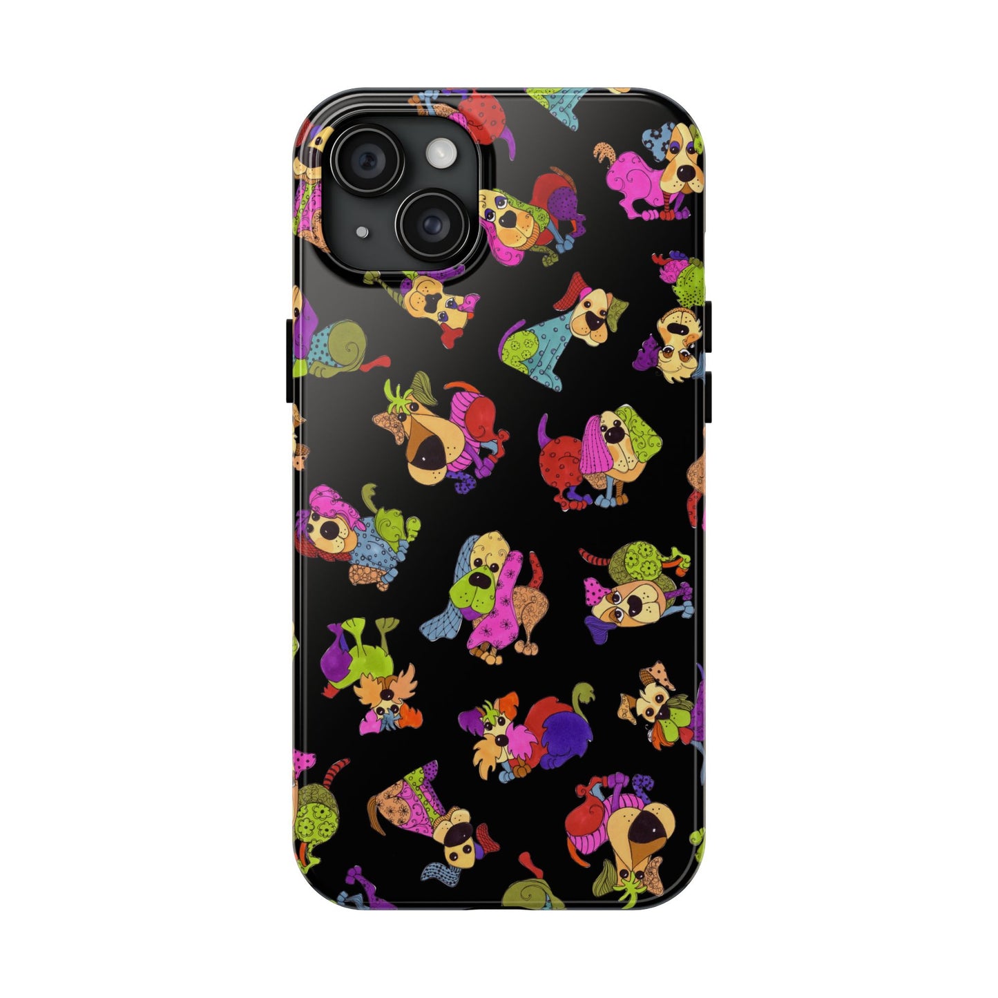 Tossed Happy Dogs Black Phone Case