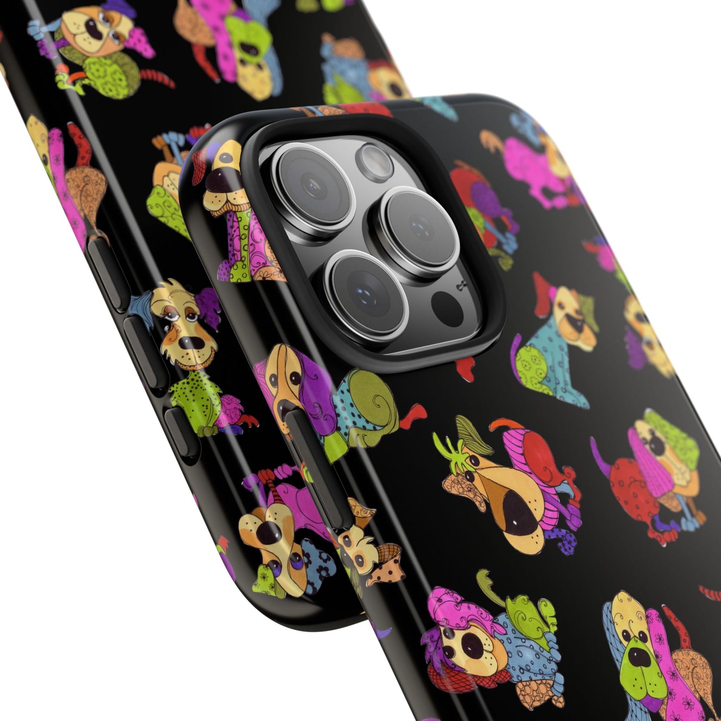 Tossed Happy Dogs Black Phone Case