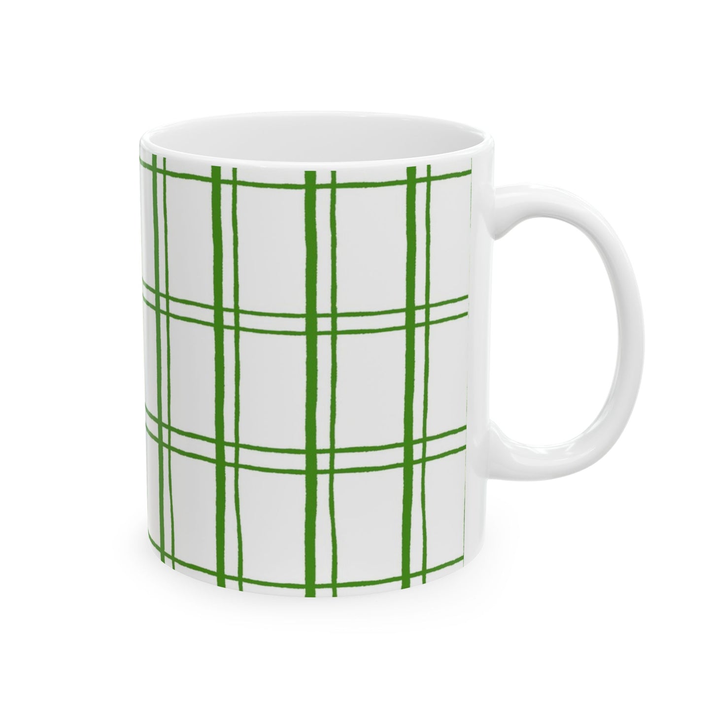 Kitchen Plaid White / Green Cup