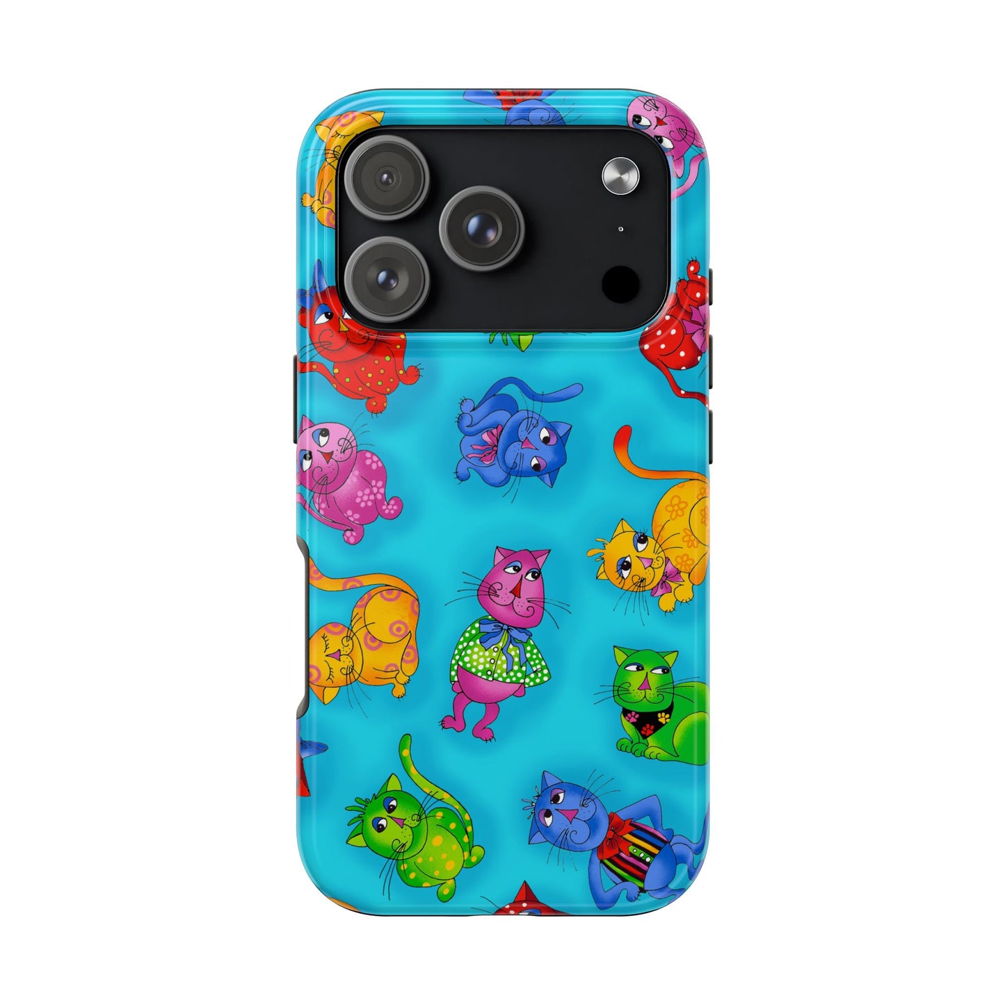 Tossed Cool Cats Turquoise Phone Case