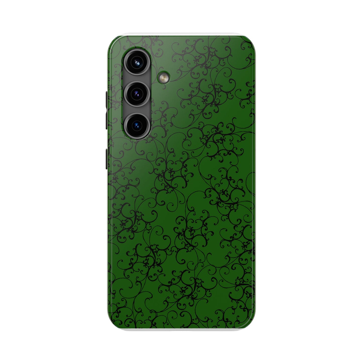 Elegant Scroll Dark Green / Black Phone Case