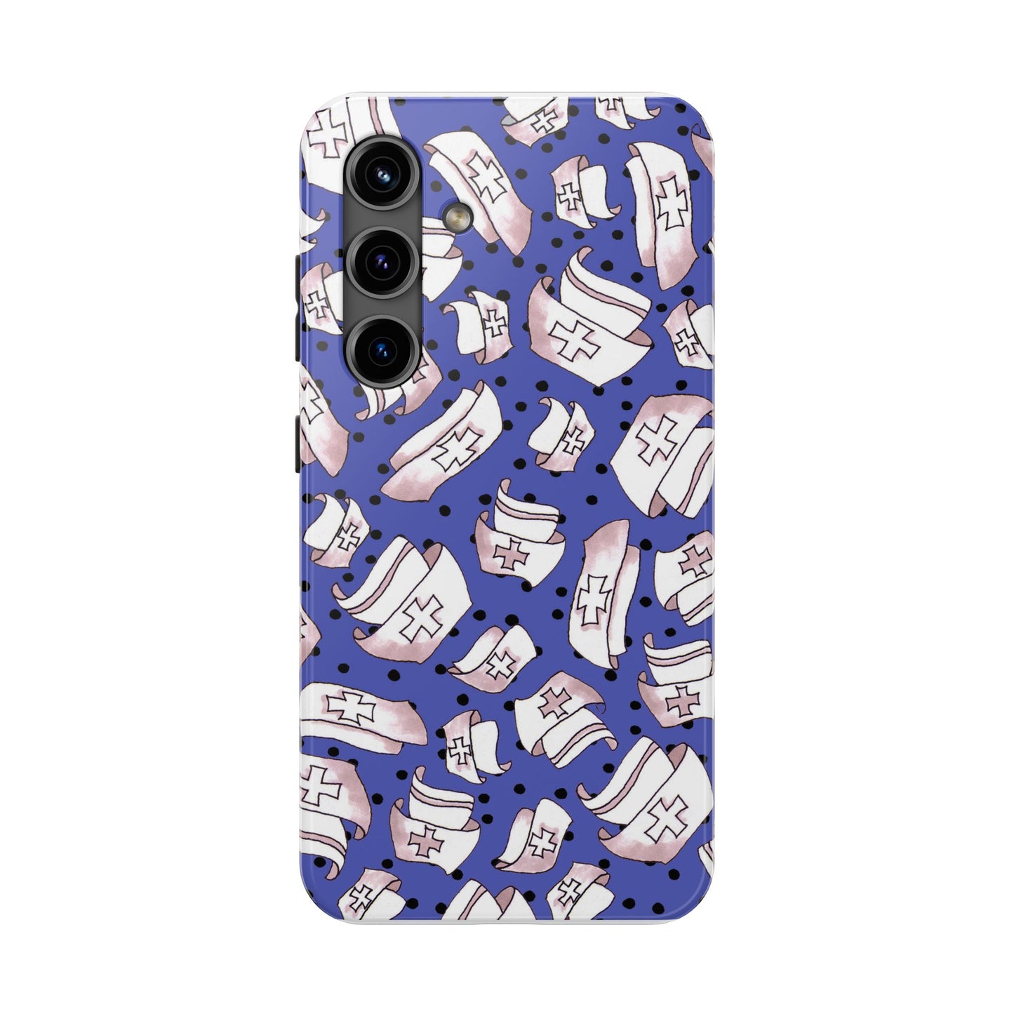 Med Hats Blue / Black Phone Case