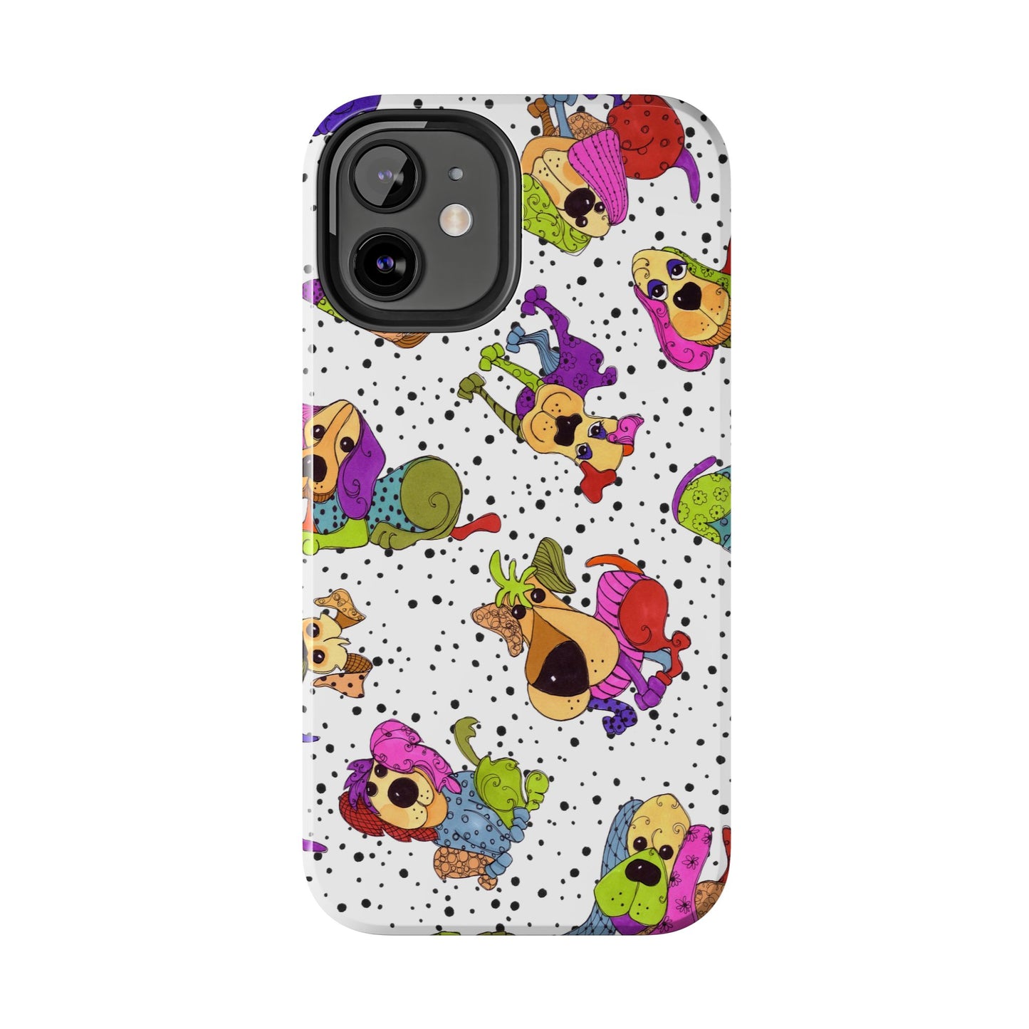 Tossed Happy Dogs White Phone Case