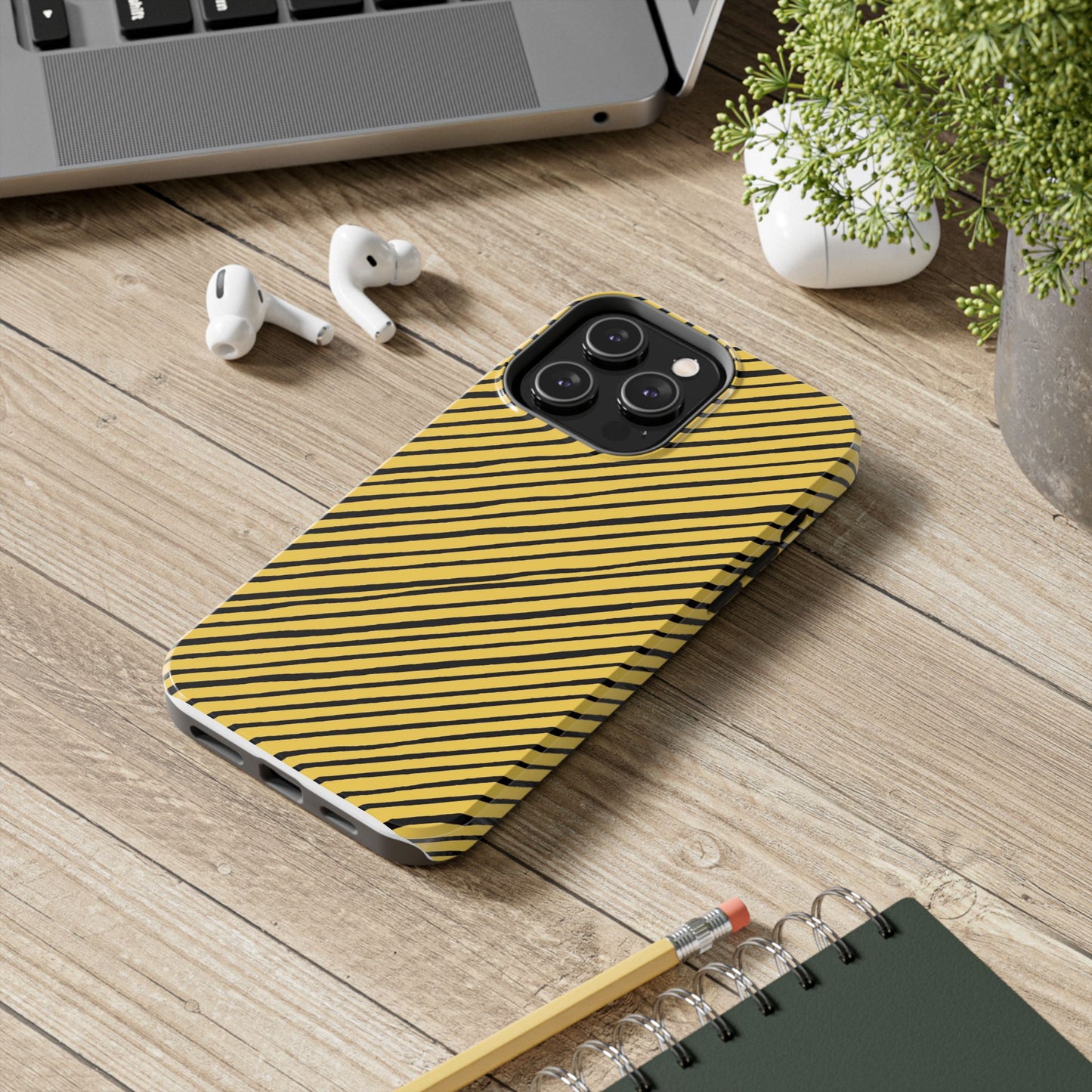 Quirky Bias Stripe Yellow / Black Phone Case