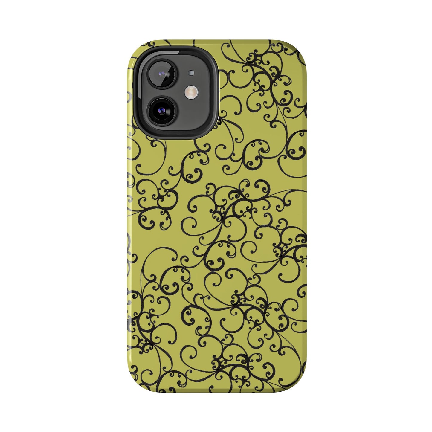 Elegant Scroll Green / Black Phone Case