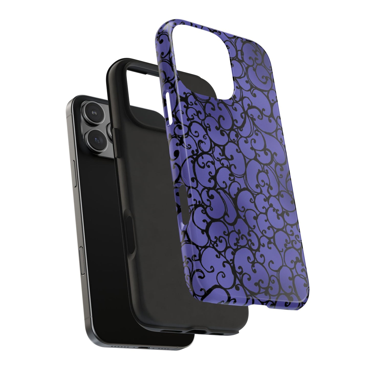 Scrollie Violet / Black Phone Case