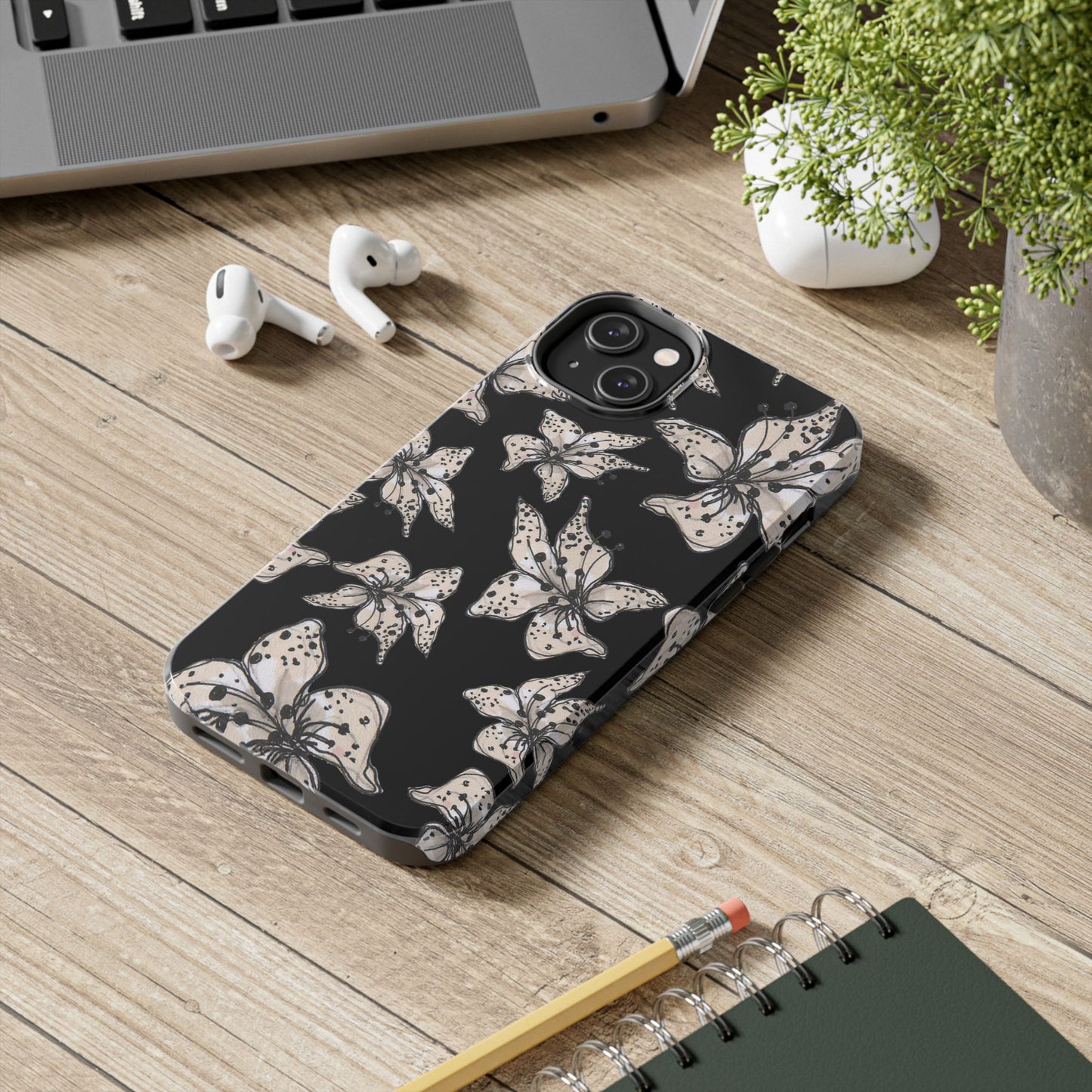 Spotted Lilies Black Phone Case