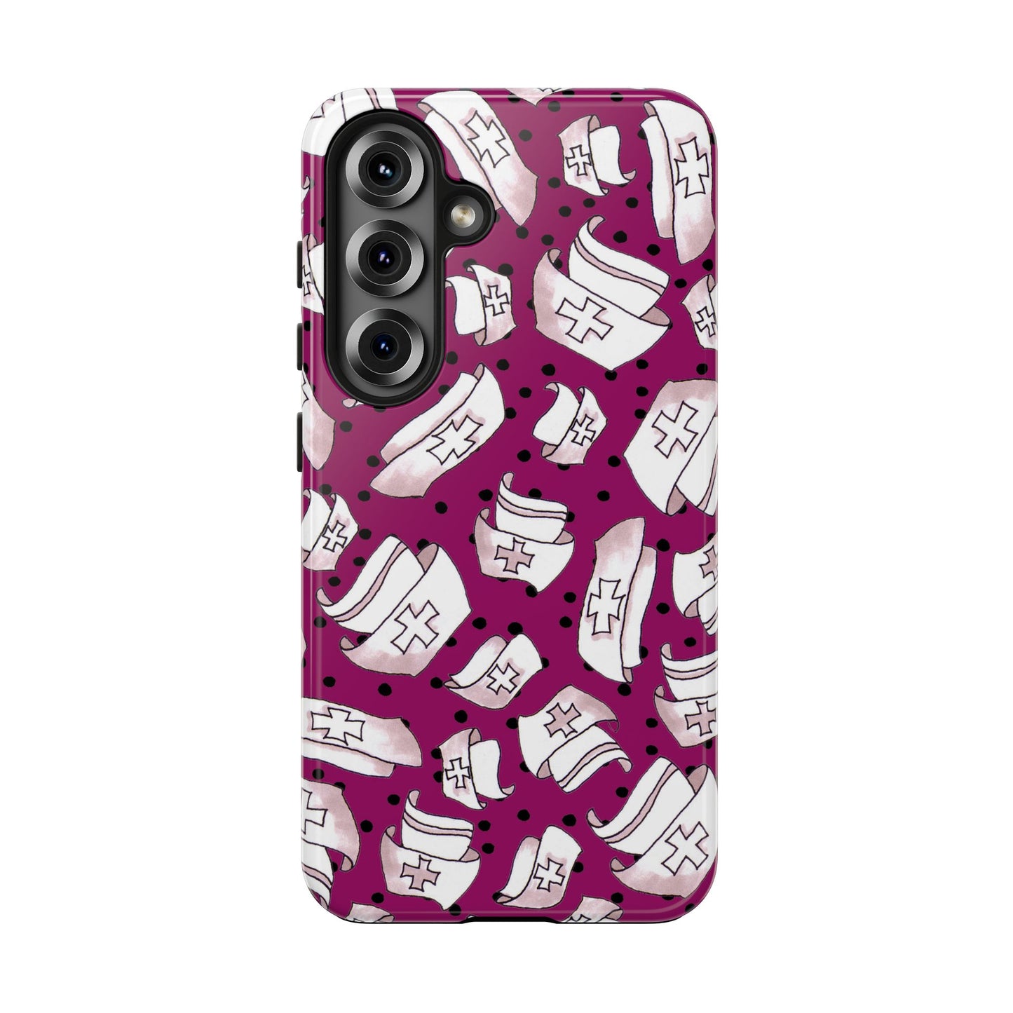 Med Hats Burgundy / Black Phone Case