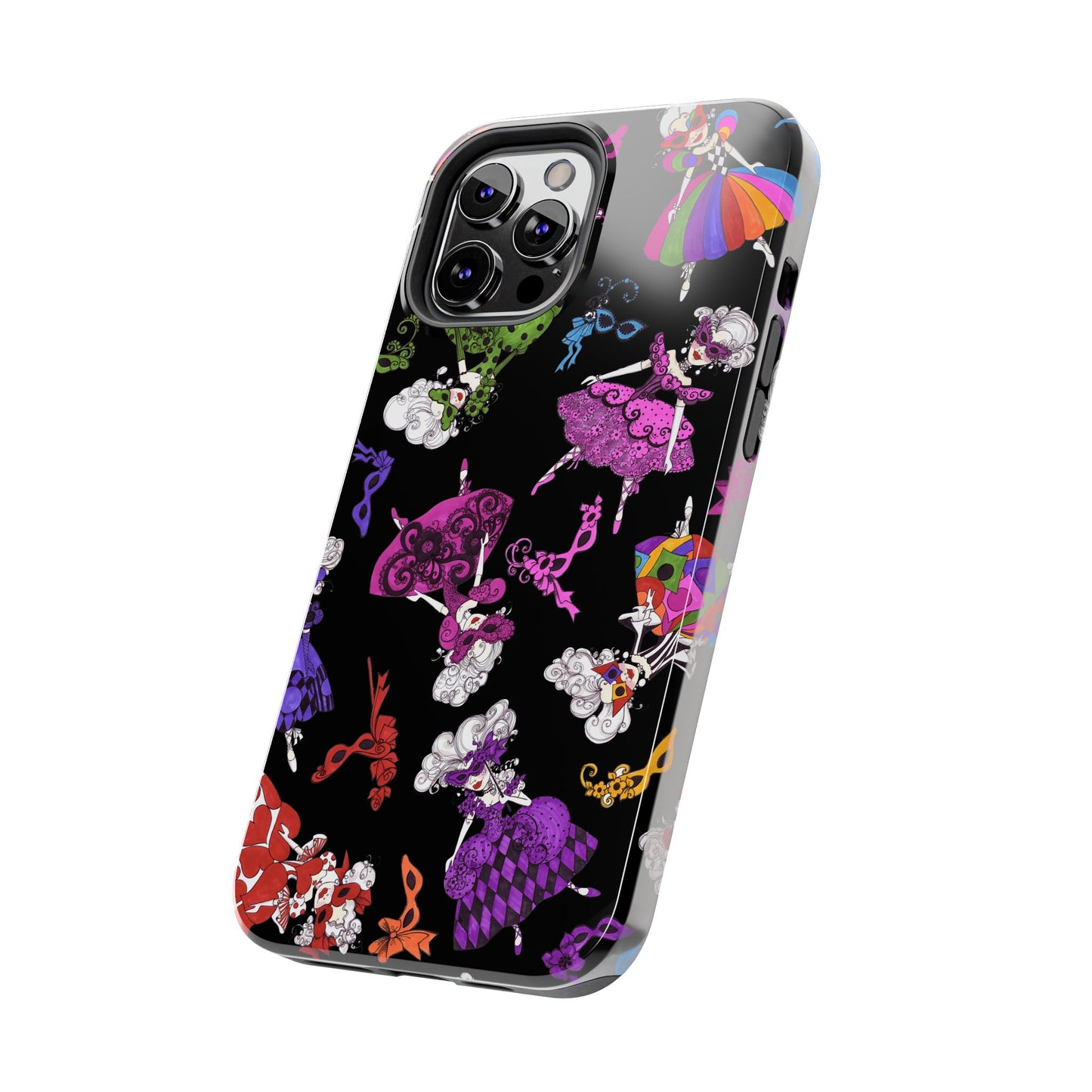 Tossed Masquerade Ladies Black Phone Case