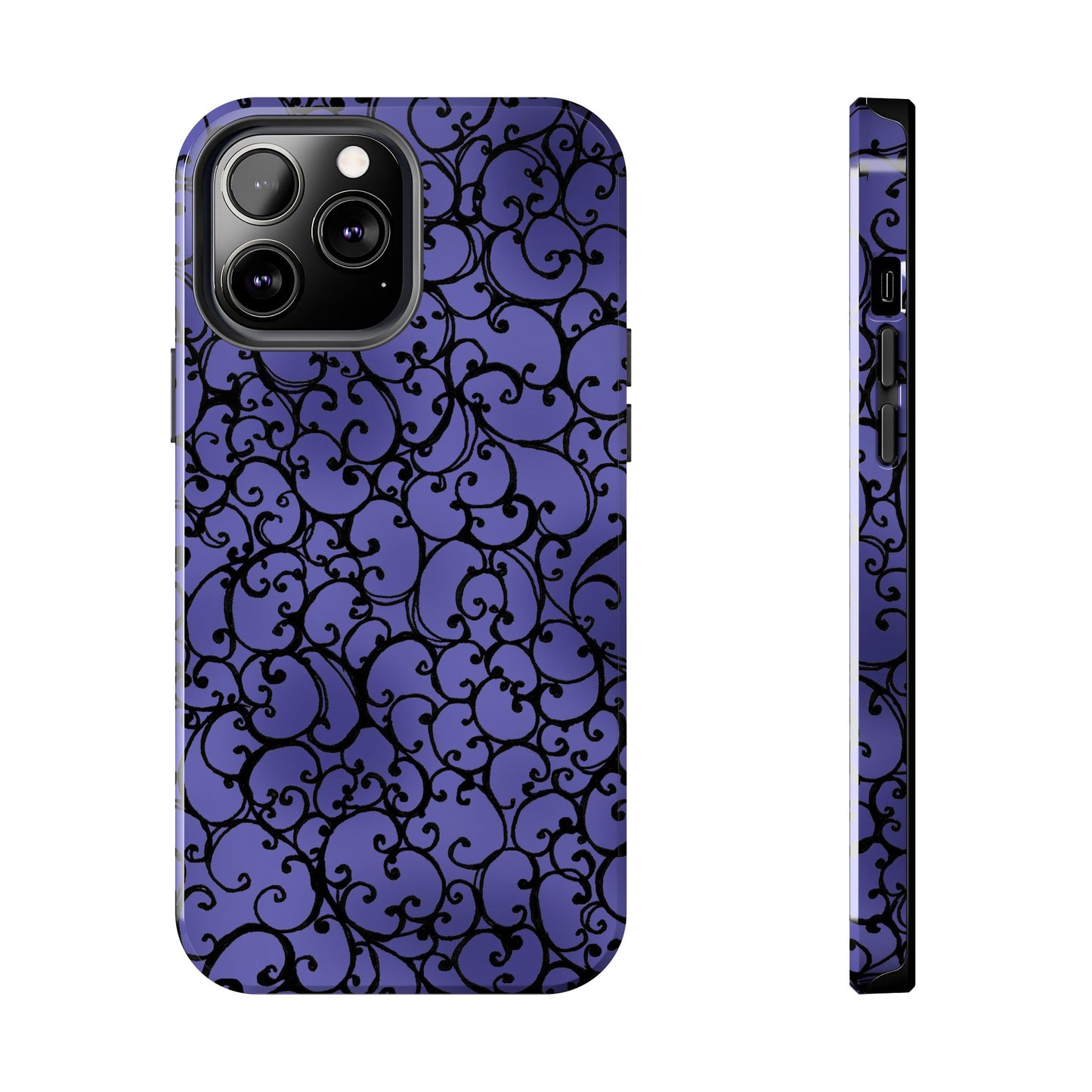 Scrollie Violet / Black Phone Case