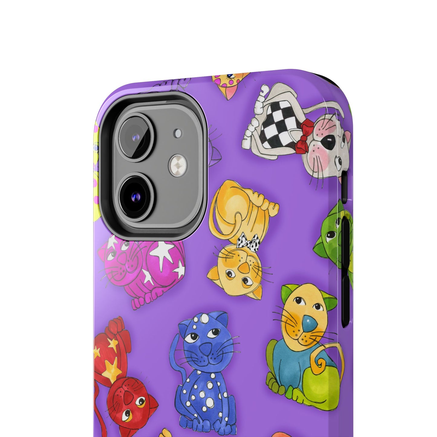 Tossed Happy Cats Purple Phone Case