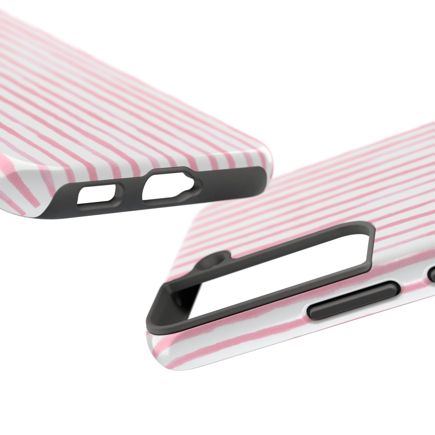 Happy Stripe White / Pink Phone Case