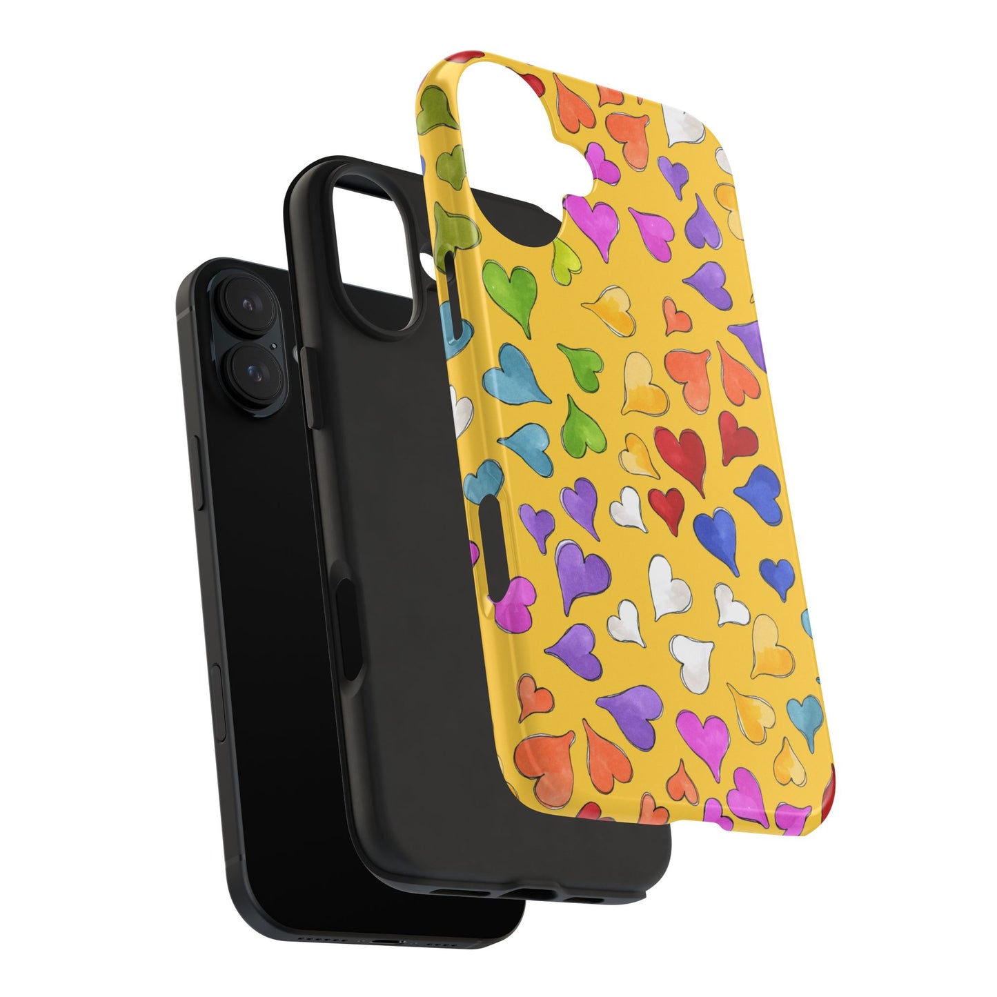 Happy Hearts Yellow Phone Case