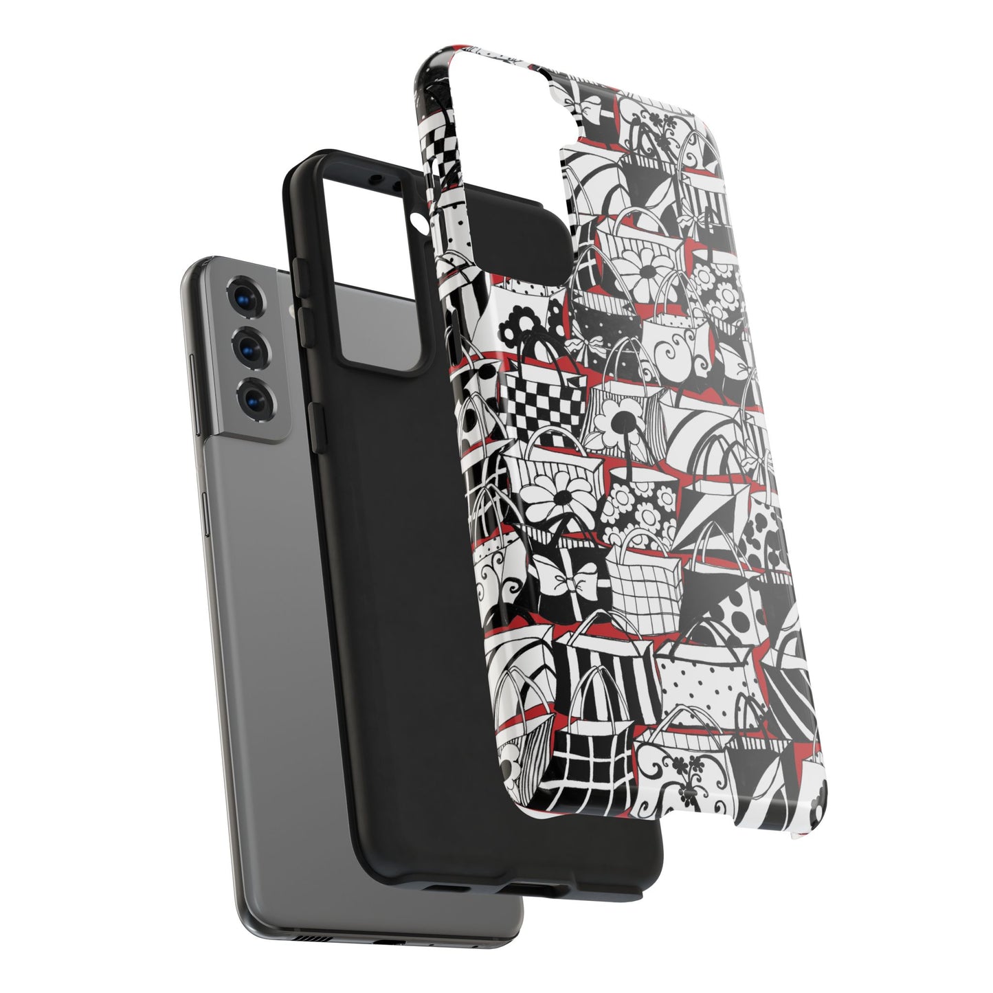 Totally Black, White & Red Phone Case