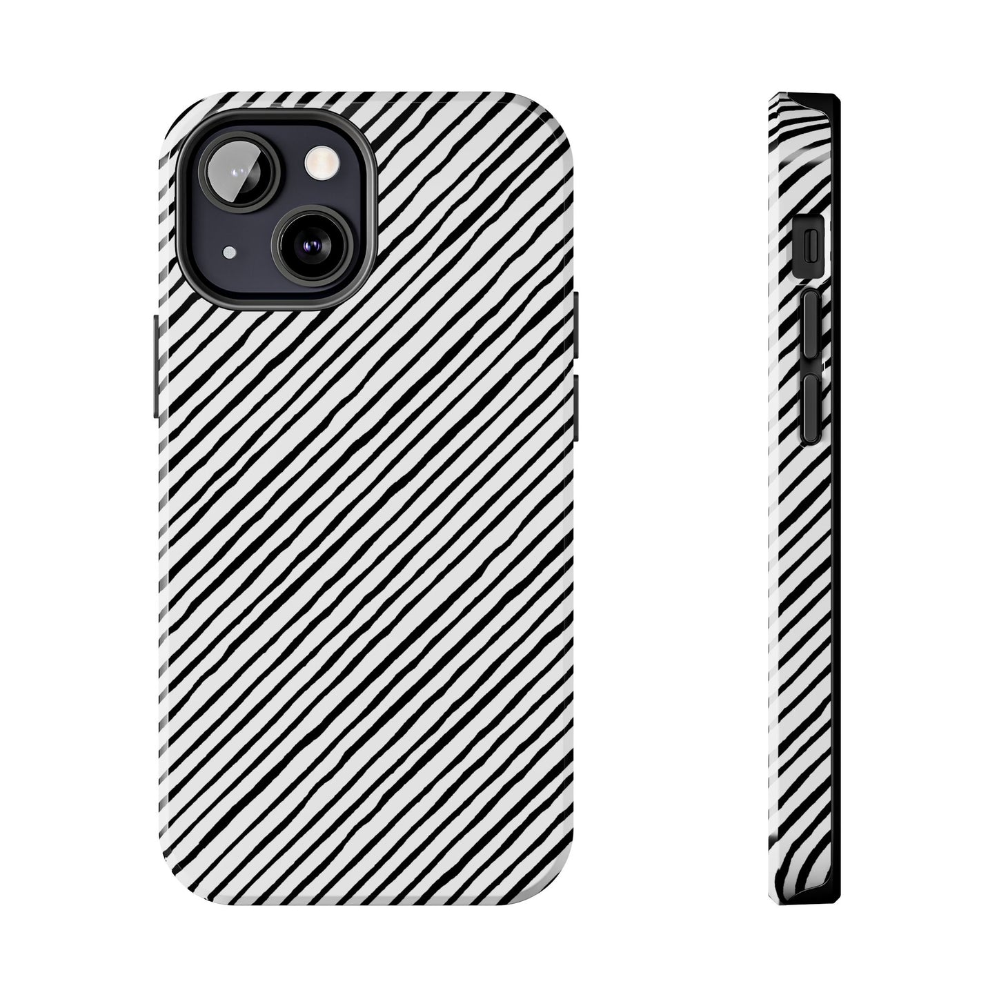 Quirky Bias Stripe White / Black Phone Case